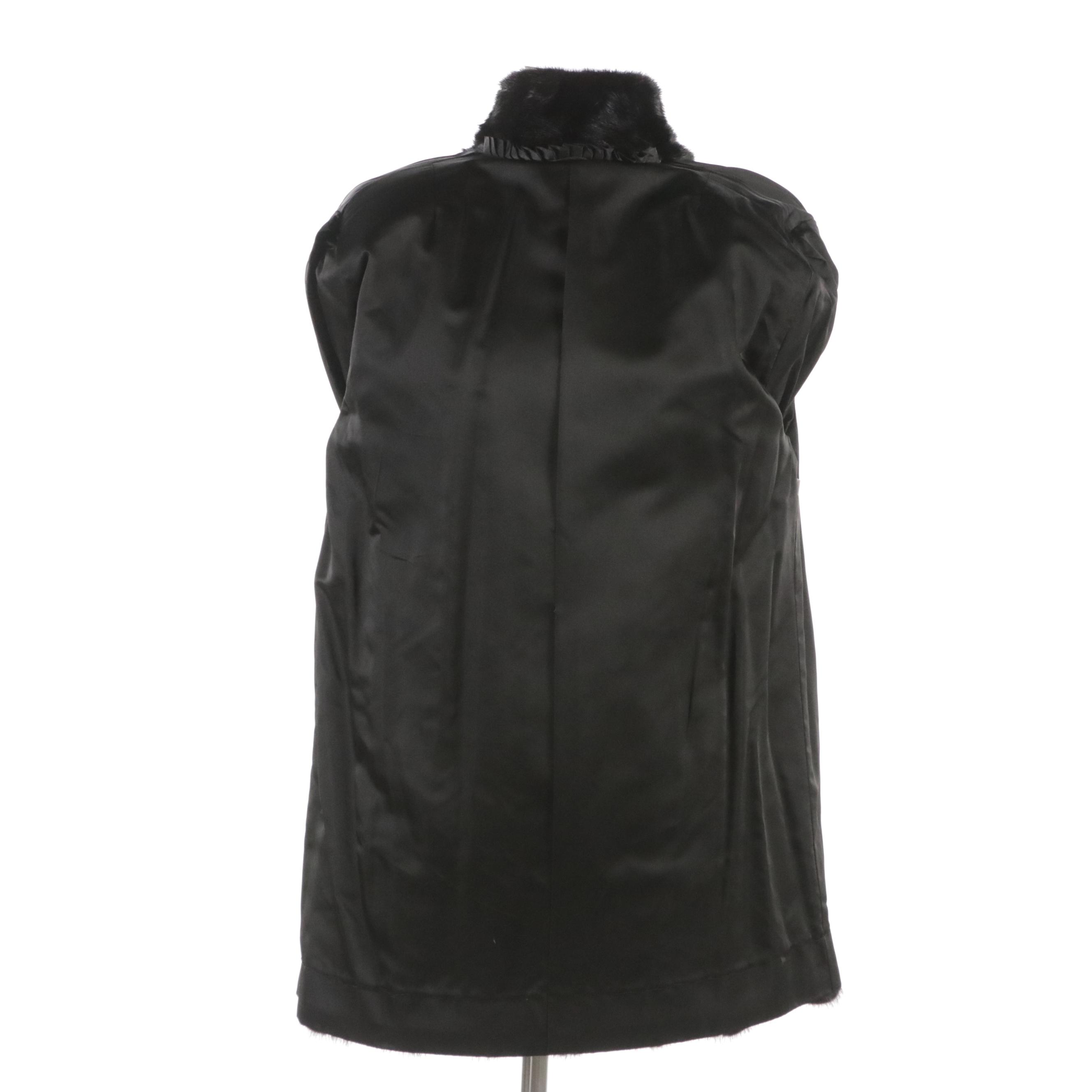 Vintage Black Dyed Mink Fur Coat with Collar