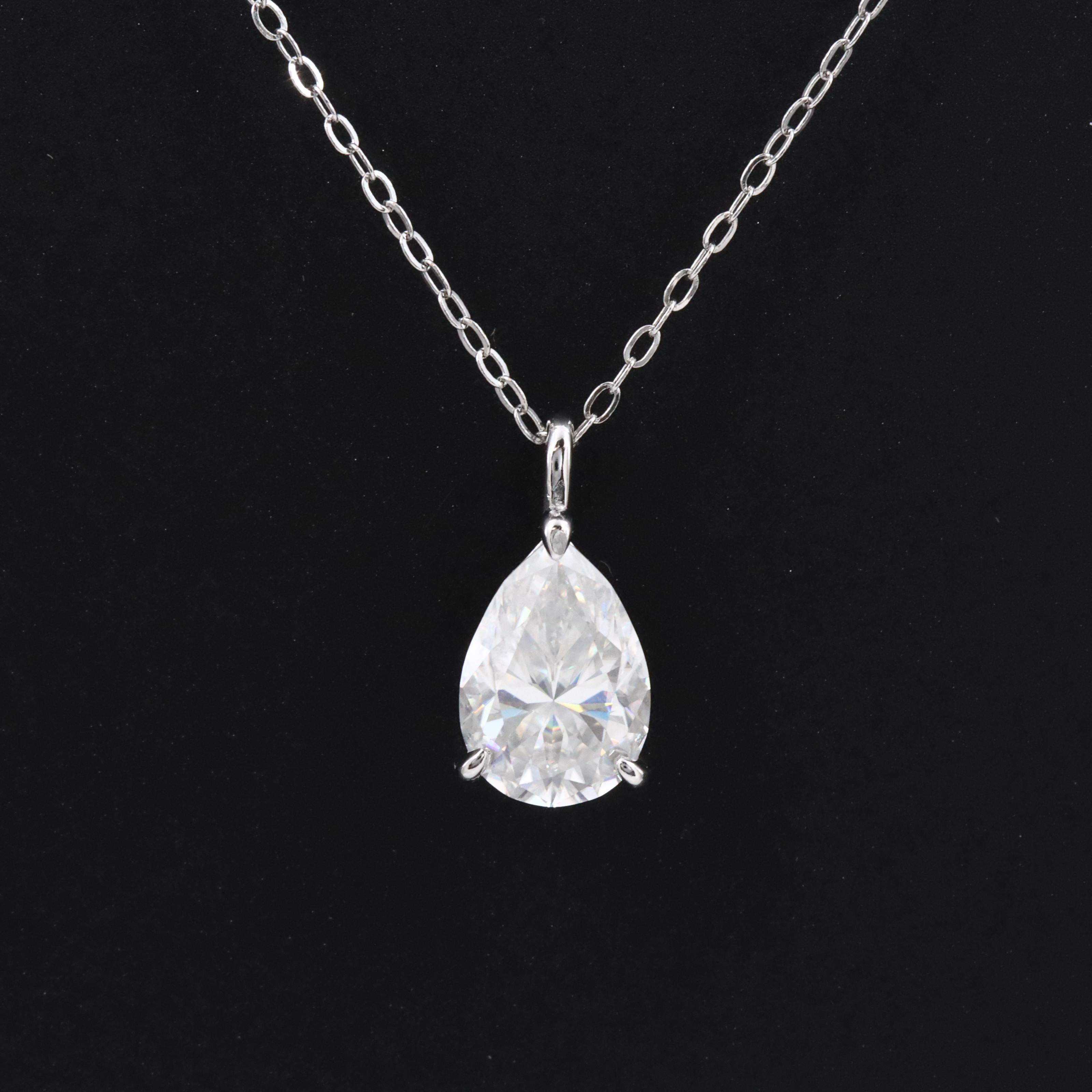 Sterling Moissanite Solitaire Pendant Necklace