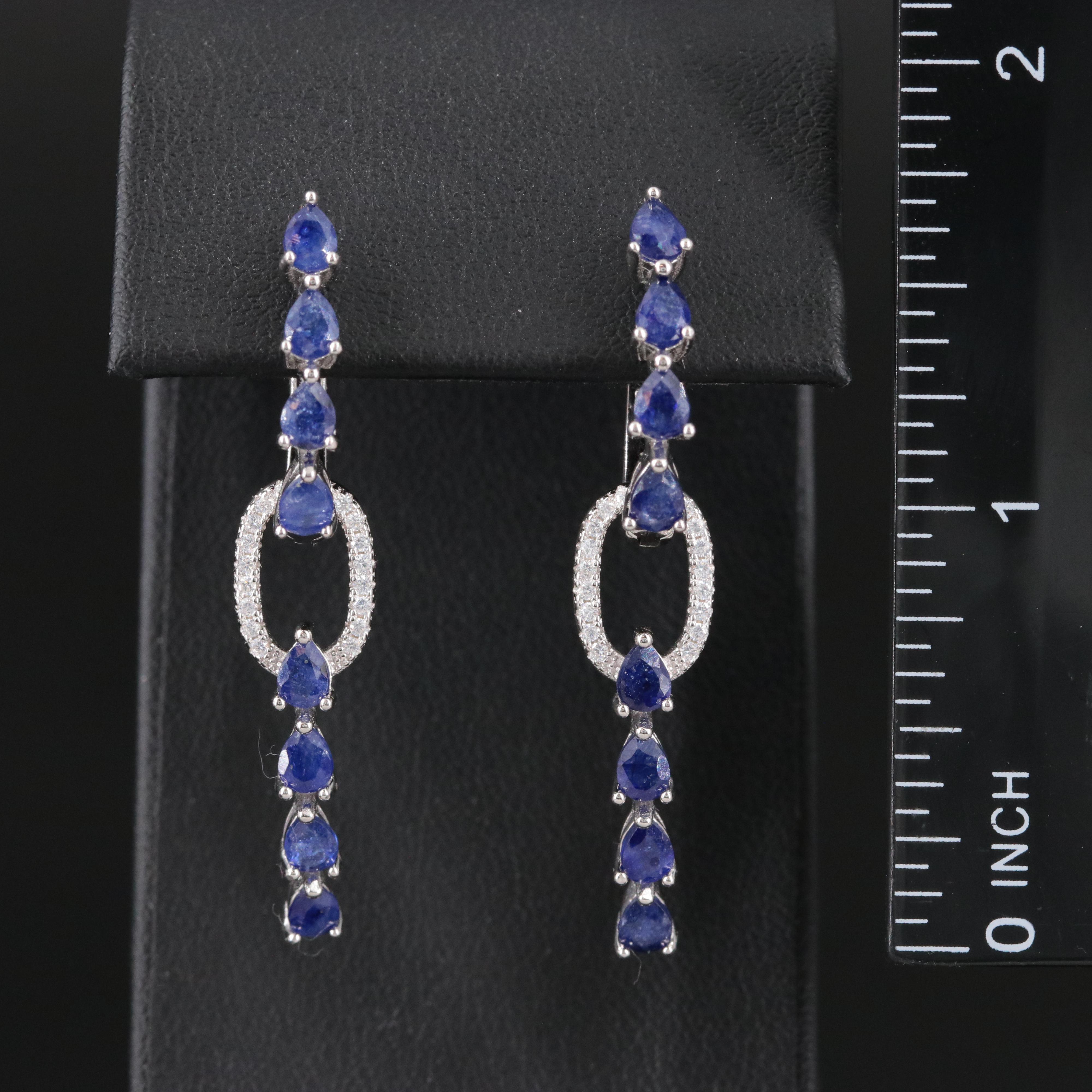Sterling Filled Sapphire and CZ Hoop Earrings with Enhancers