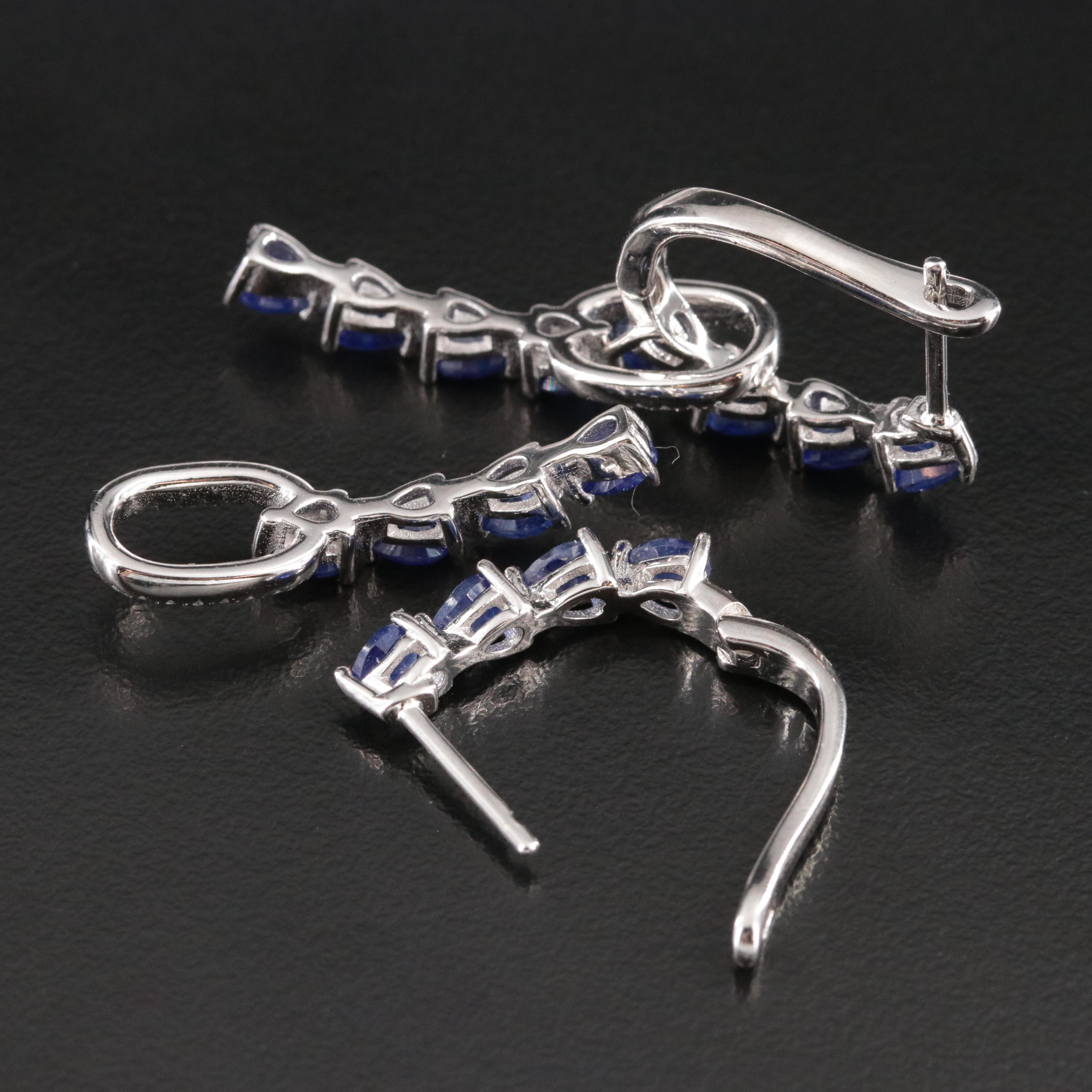 Sterling Filled Sapphire and CZ Hoop Earrings with Enhancers