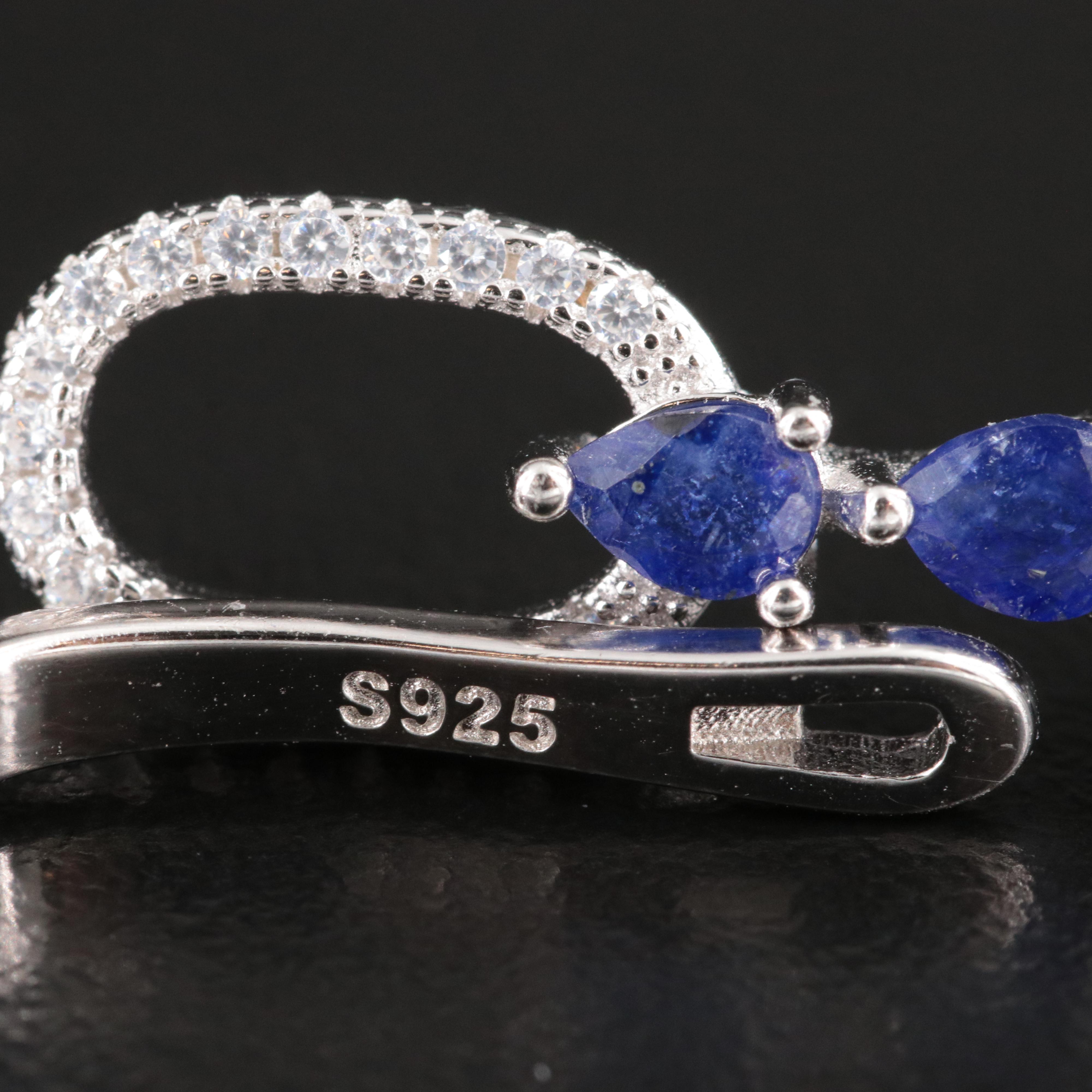 Sterling Filled Sapphire and CZ Hoop Earrings with Enhancers