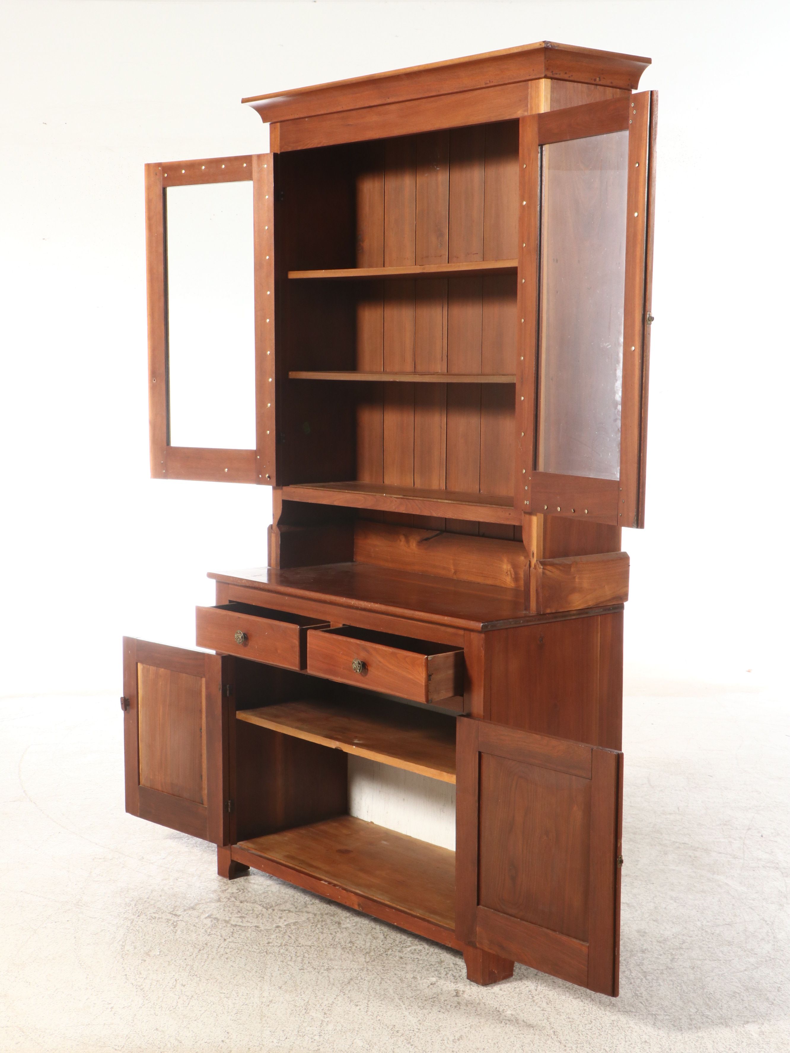 American Primitive Style Cherry Step Back Hutch, Late 19th/Early 20th Century