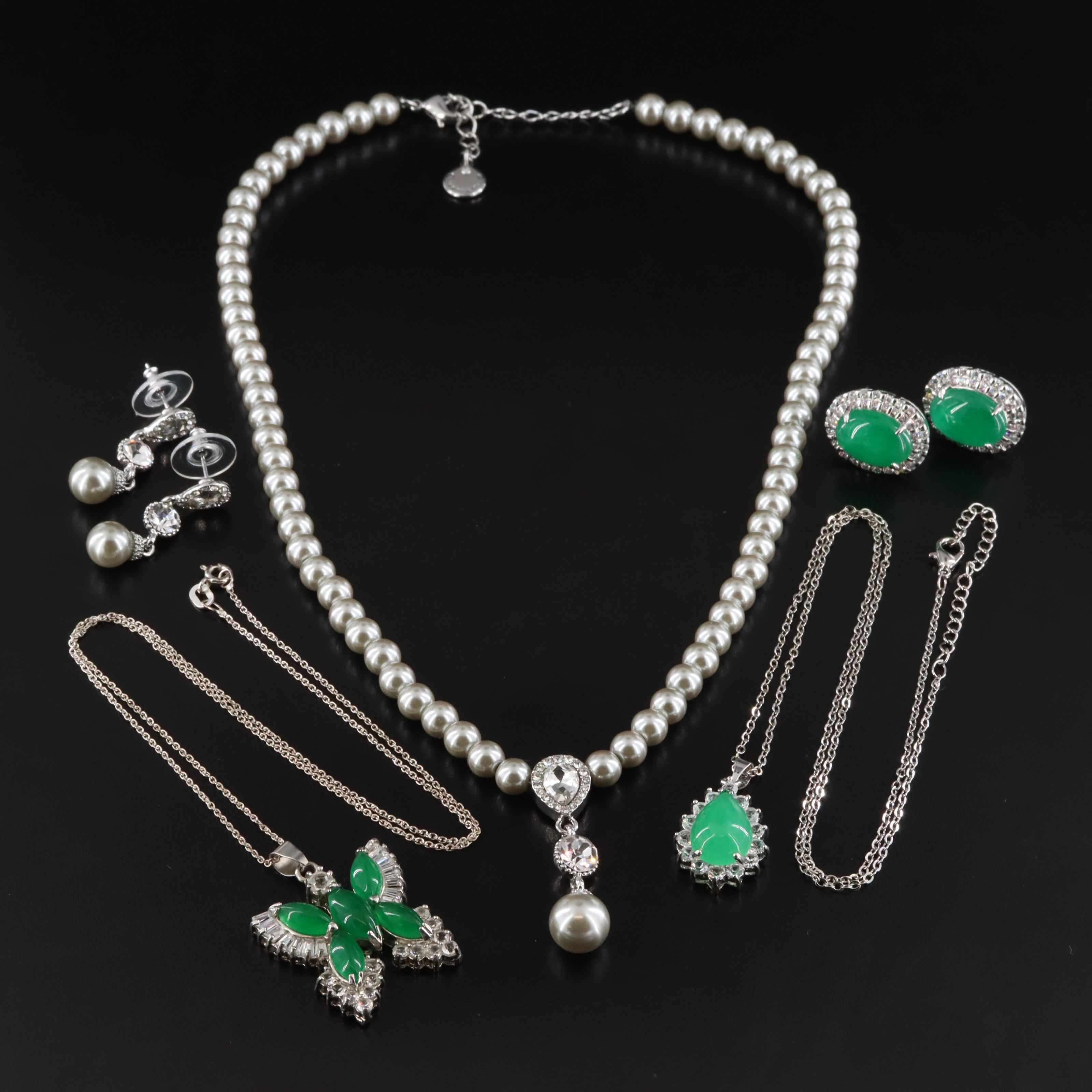Jewelry Collection Featuring Quartz, Rhinestones and Faux Pearls