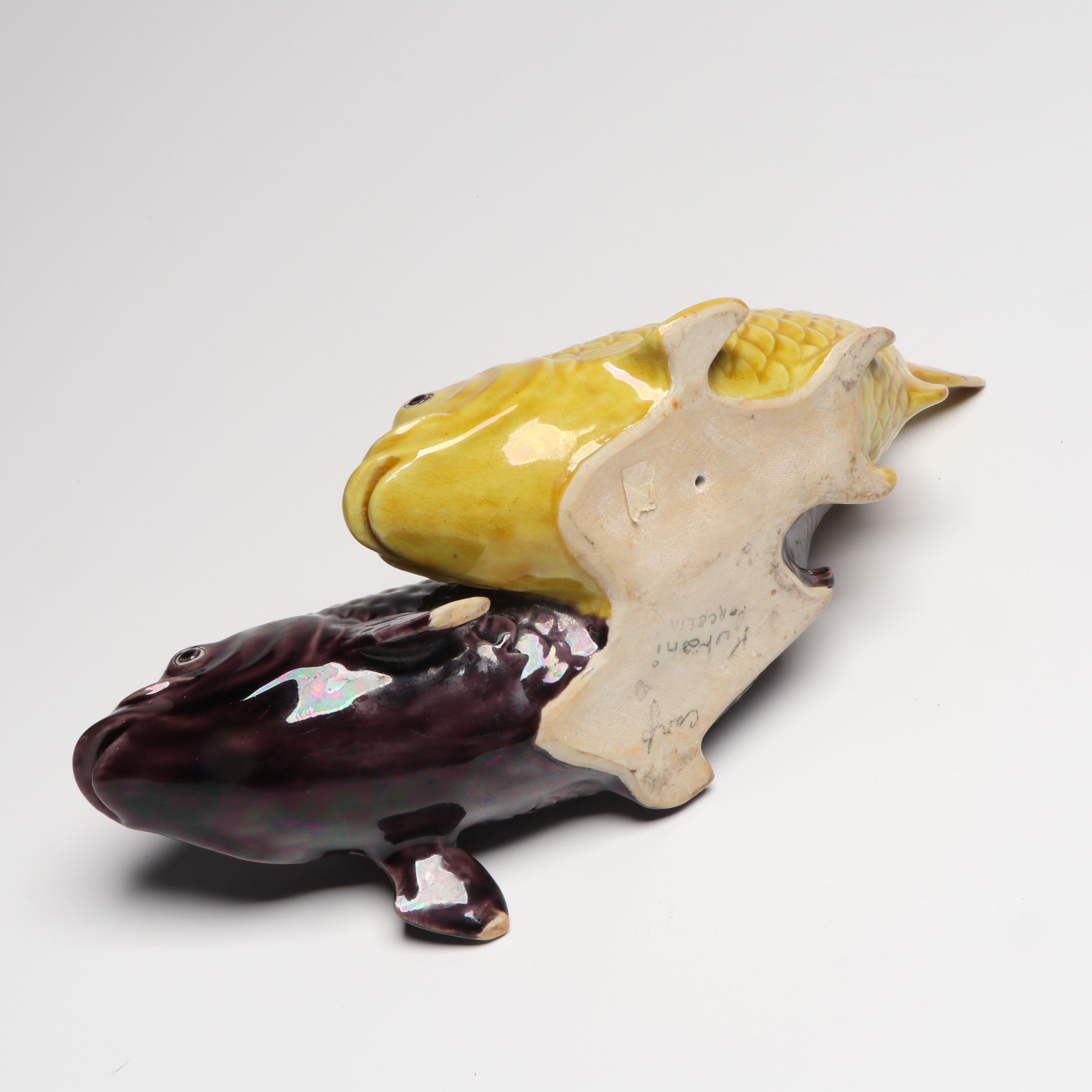 Japanese Kutani Ware Koi Fish with Shakers and Bowls