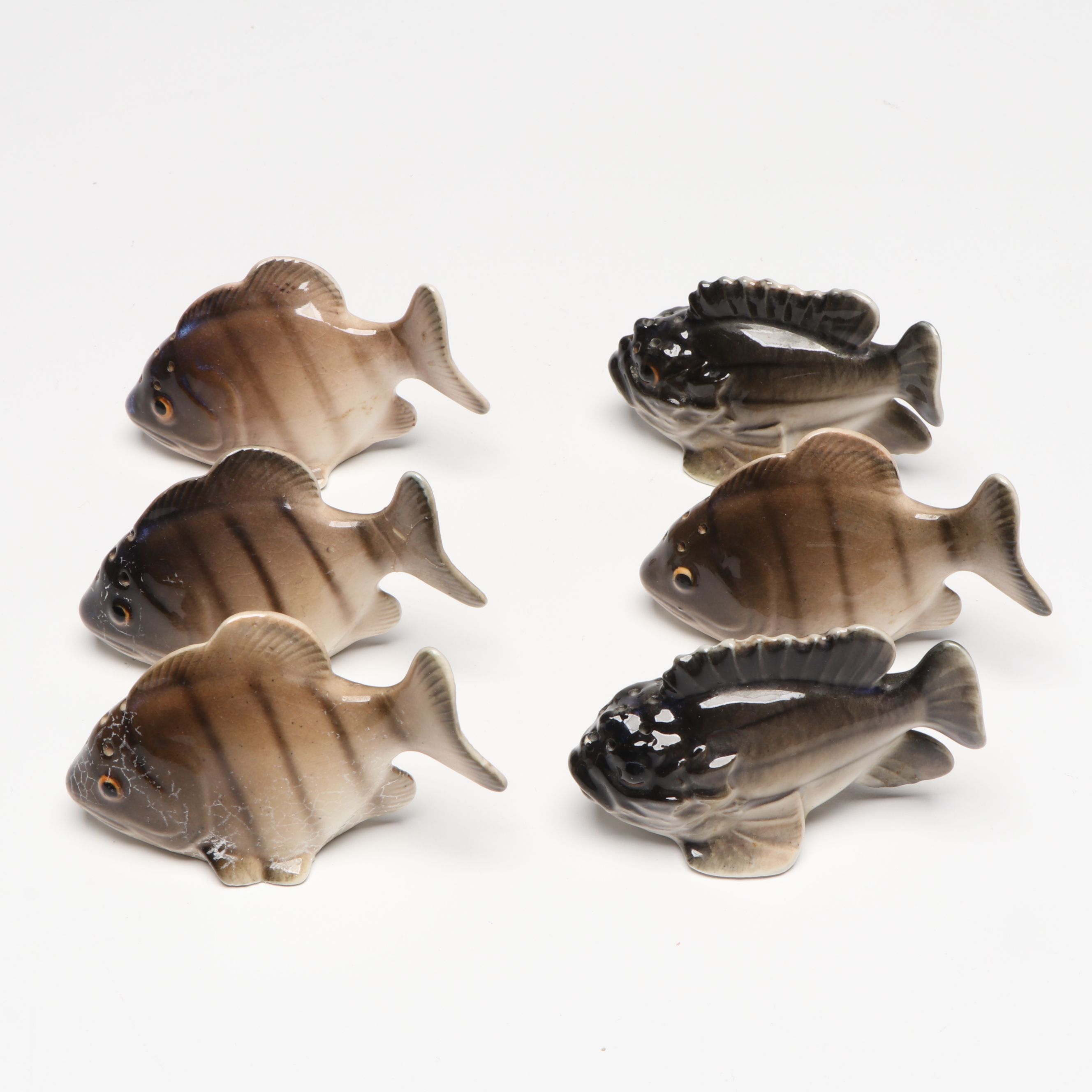 Japanese Kutani Ware Koi Fish with Shakers and Bowls