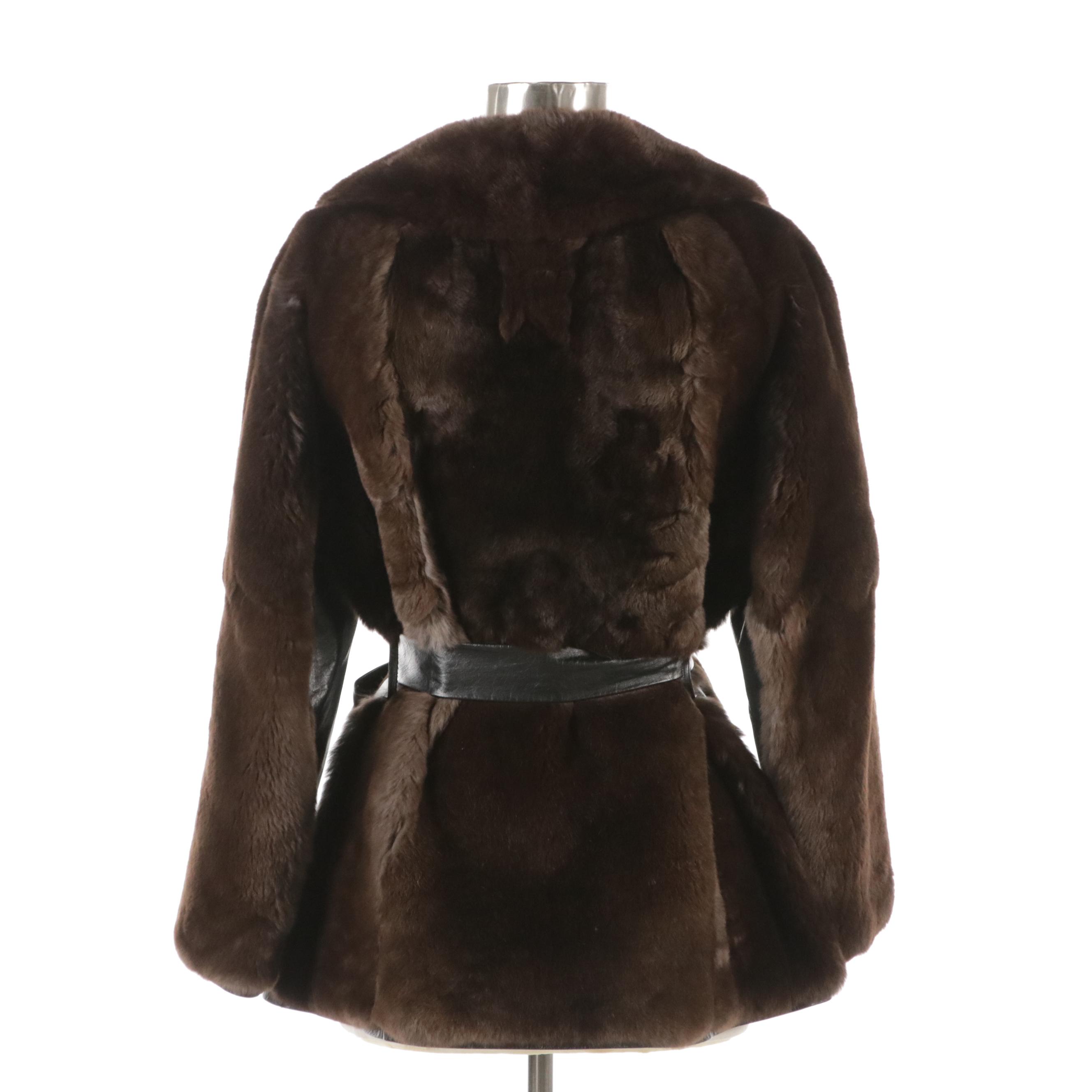 Squirrel Fur and Leather Belted Jacket from Fur Traders