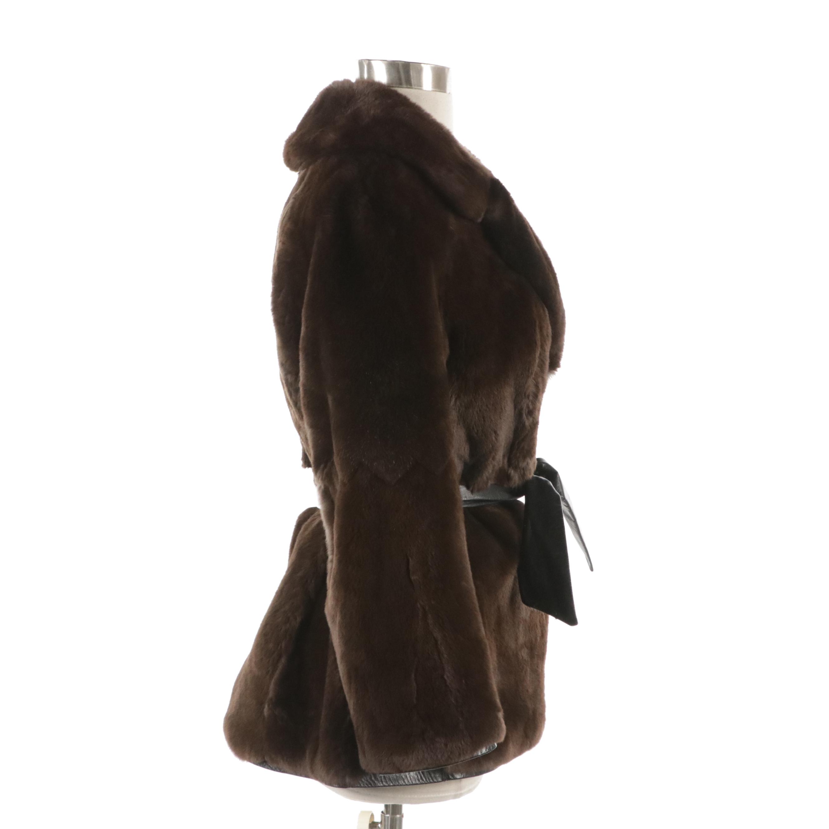 Squirrel Fur and Leather Belted Jacket from Fur Traders