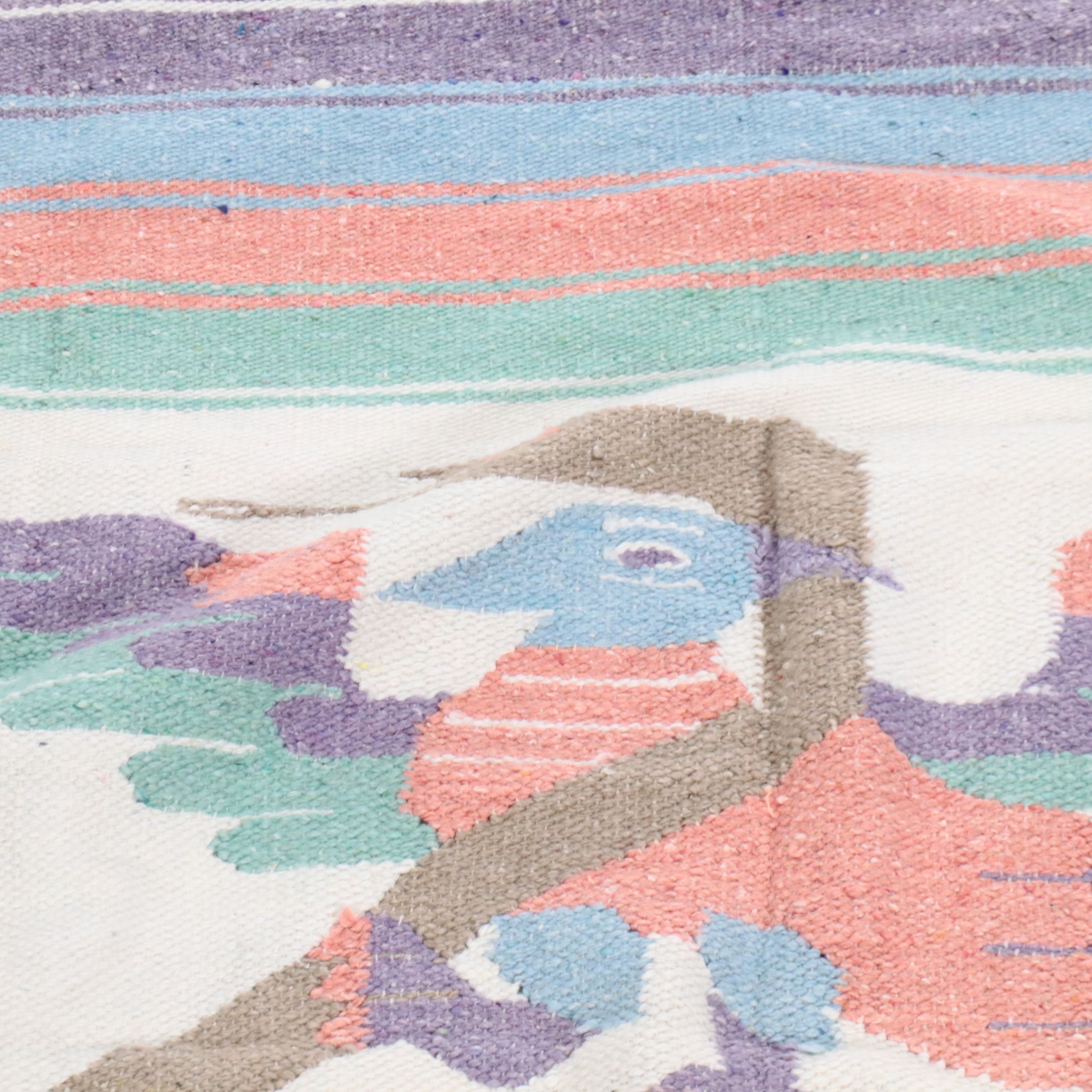 3'9 x 6'5 Handwoven Mexican Chimayo Area Rug