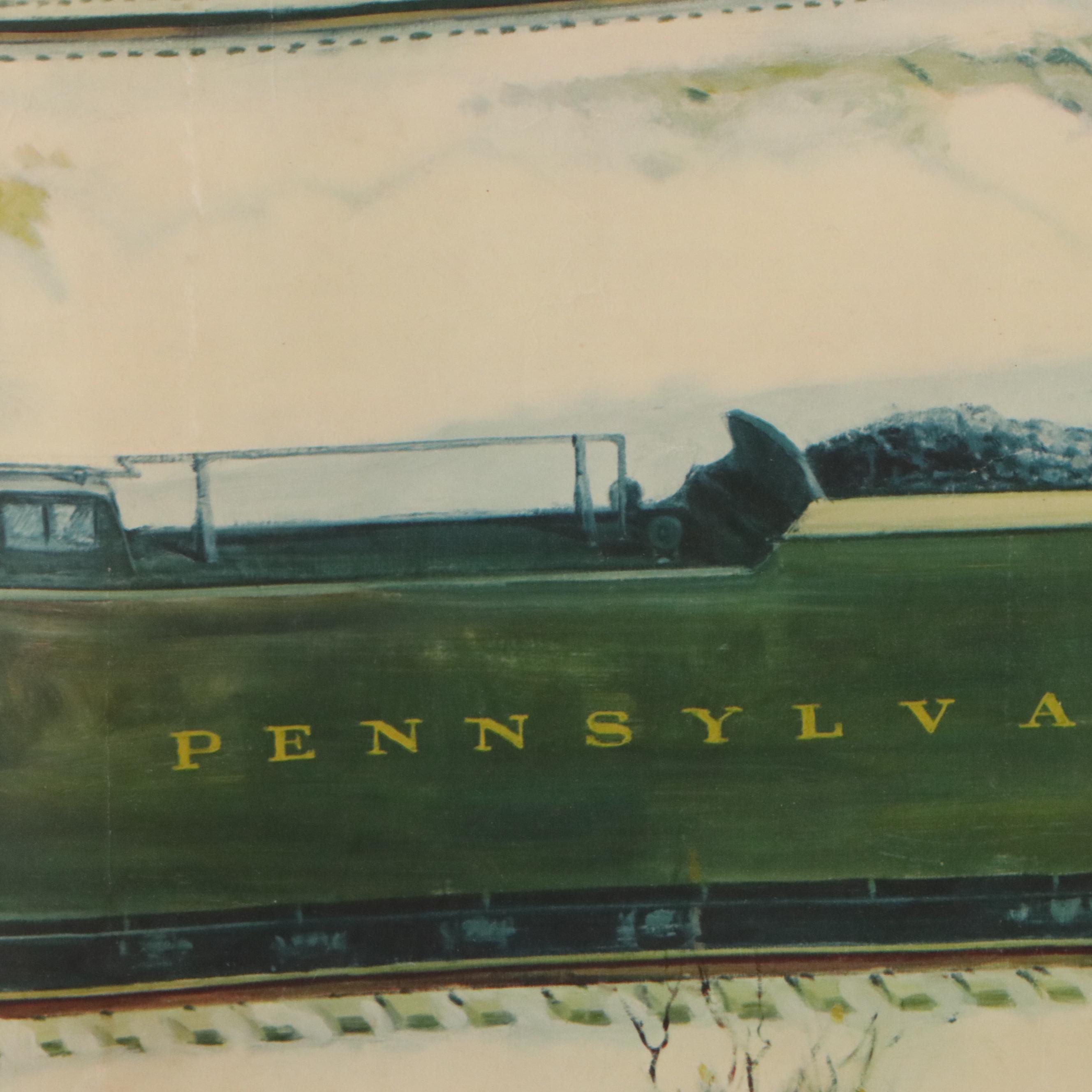 Collotype of Locomotive After Grif Teller "Crossroads of Commerce," Mid-20th C.