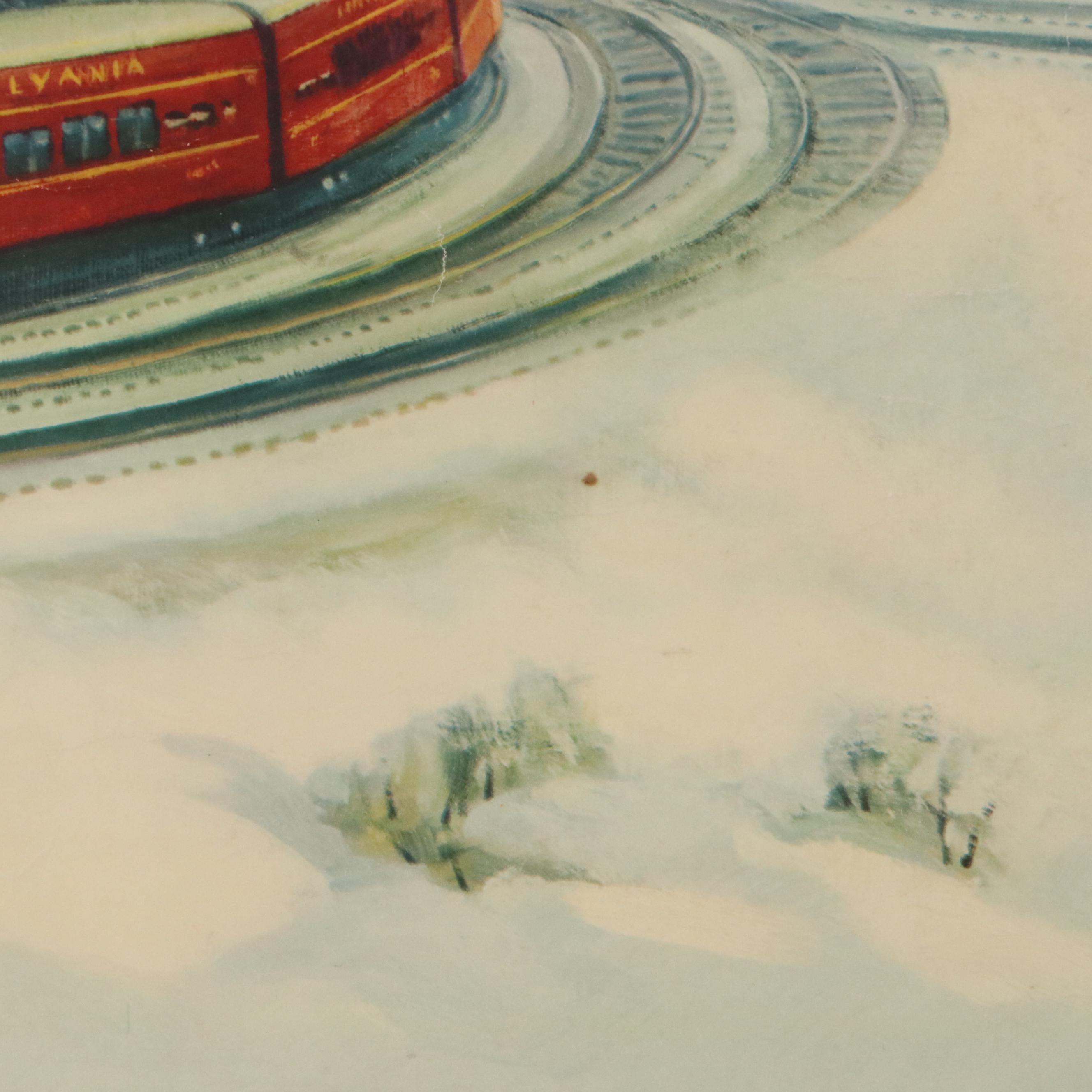 Collotype of Locomotive After Grif Teller "Crossroads of Commerce," Mid-20th C.