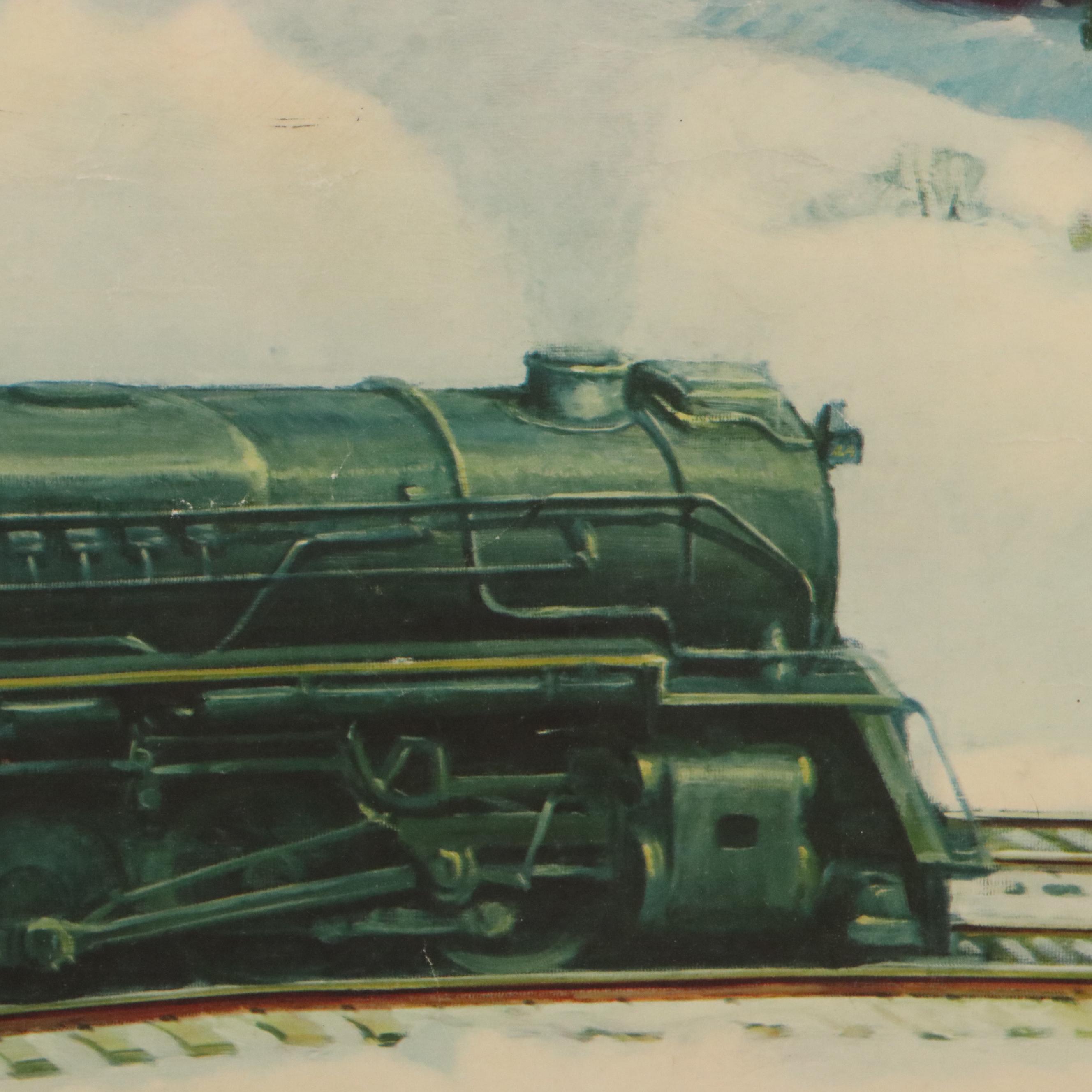 Collotype of Locomotive After Grif Teller "Crossroads of Commerce," Mid-20th C.