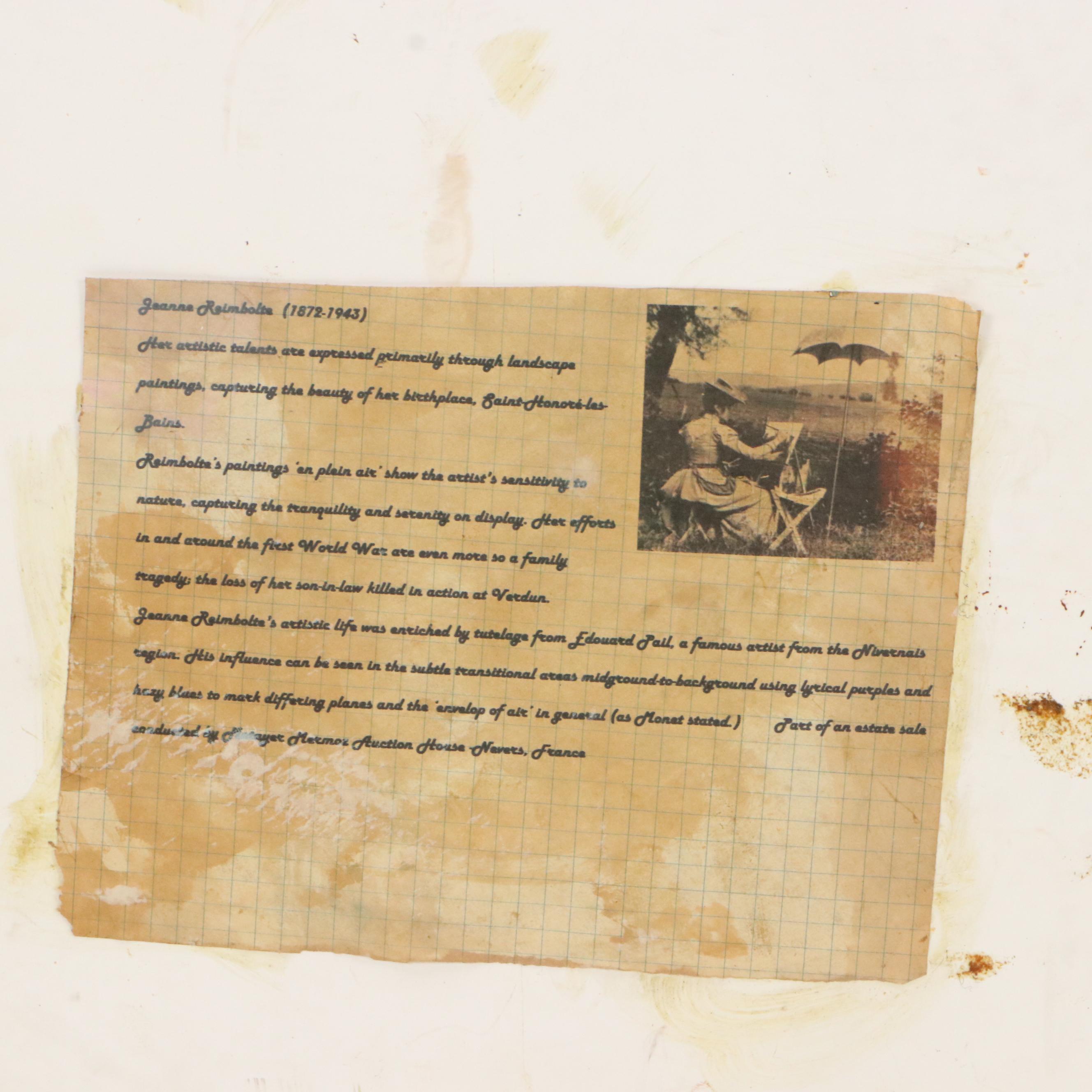 Jeanne Reimbolte Mountainous Landscape Oil Painting, Early 20th Century