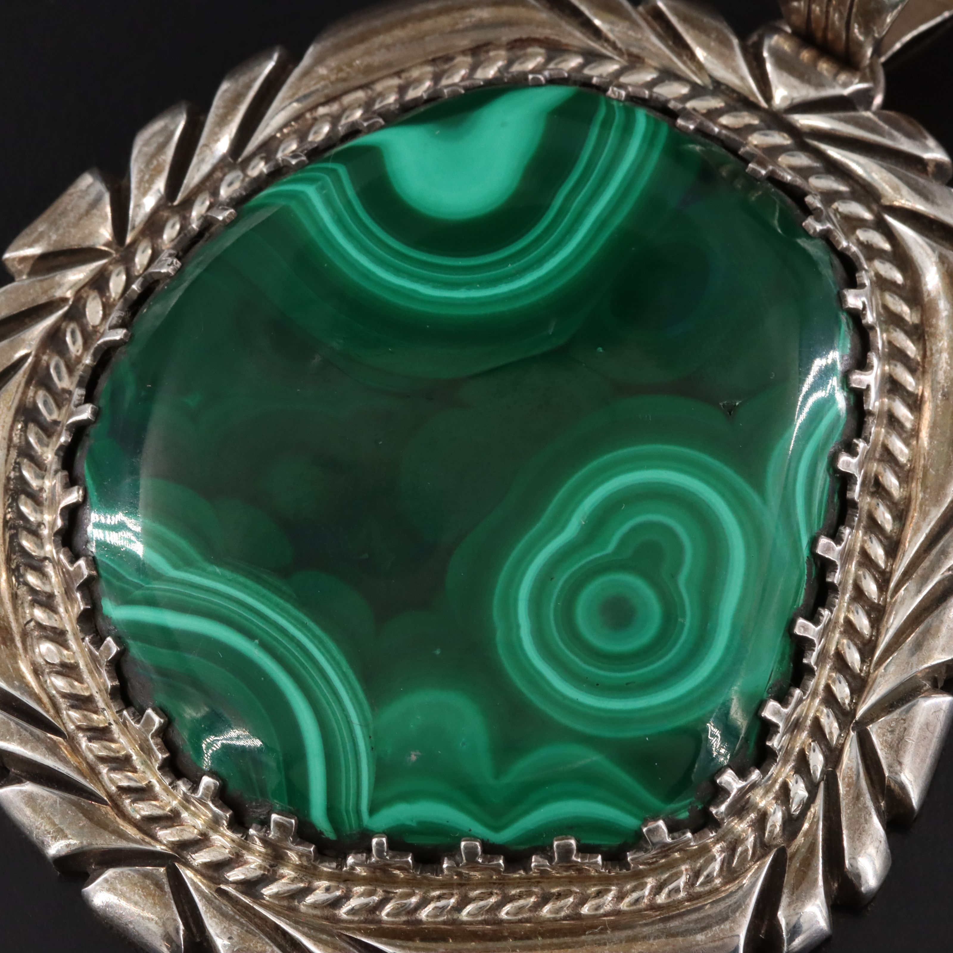 Southwestern Sterling Malachite Oversized Pendant
