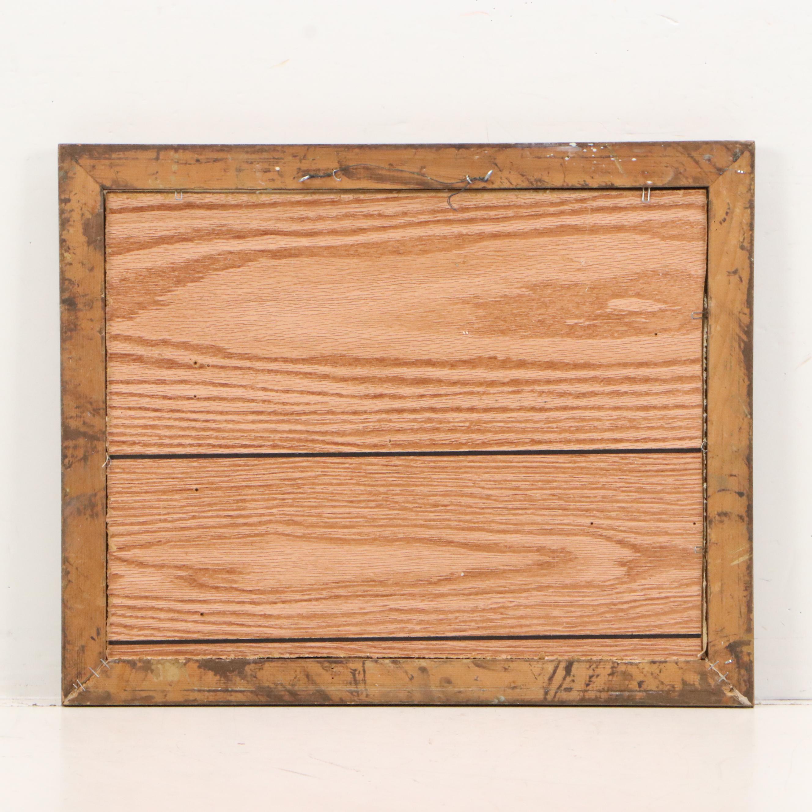 Oil Painting of Figures Along the Shoreline, Early 20th Century