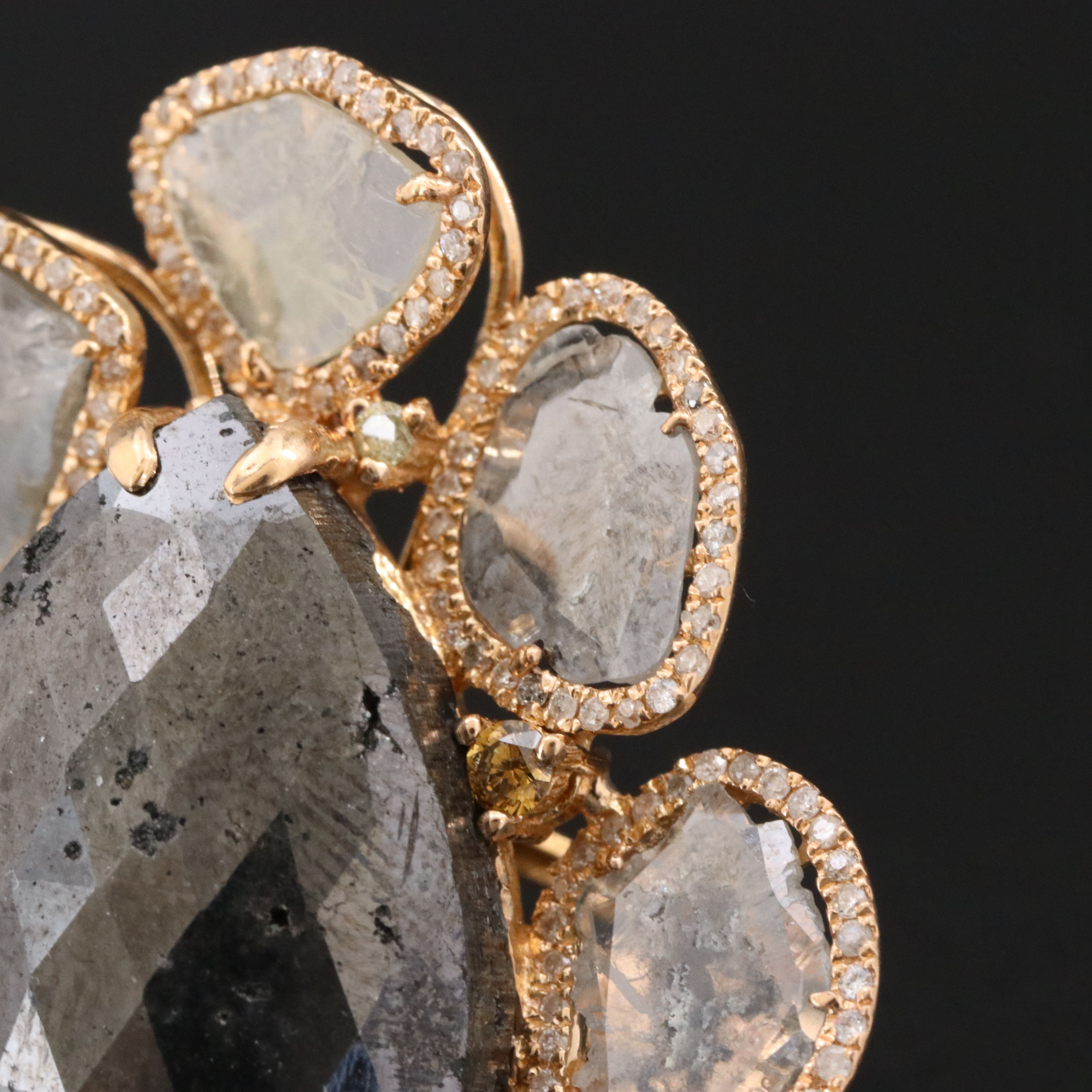 18K Rose Gold Fancy Black and White Diamond Ring with 10.34 CT Center