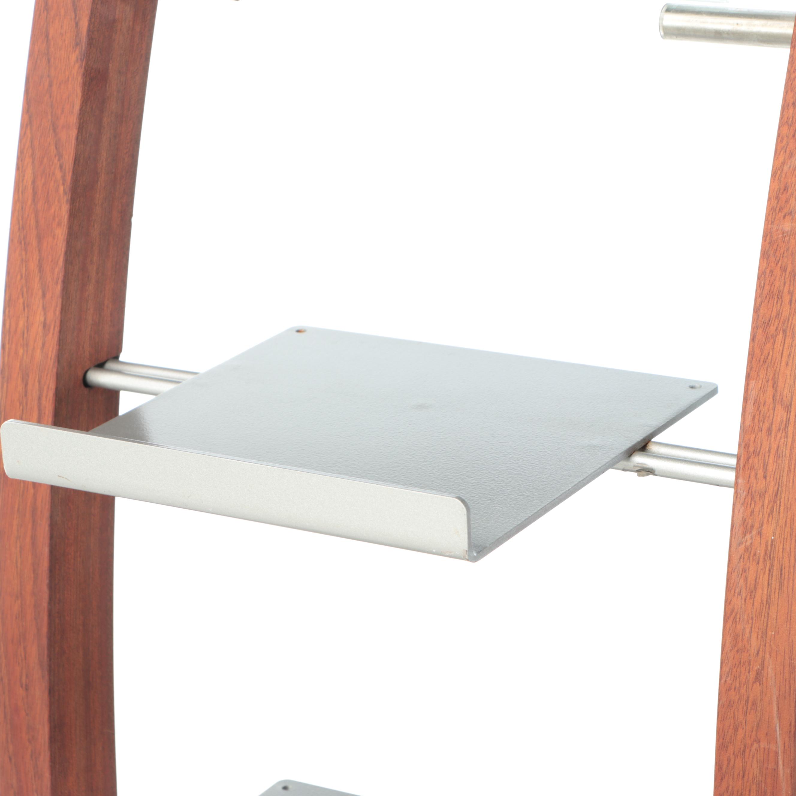 Contemporary Modernist Style Cherry Finish Wood and Metal Bookcase