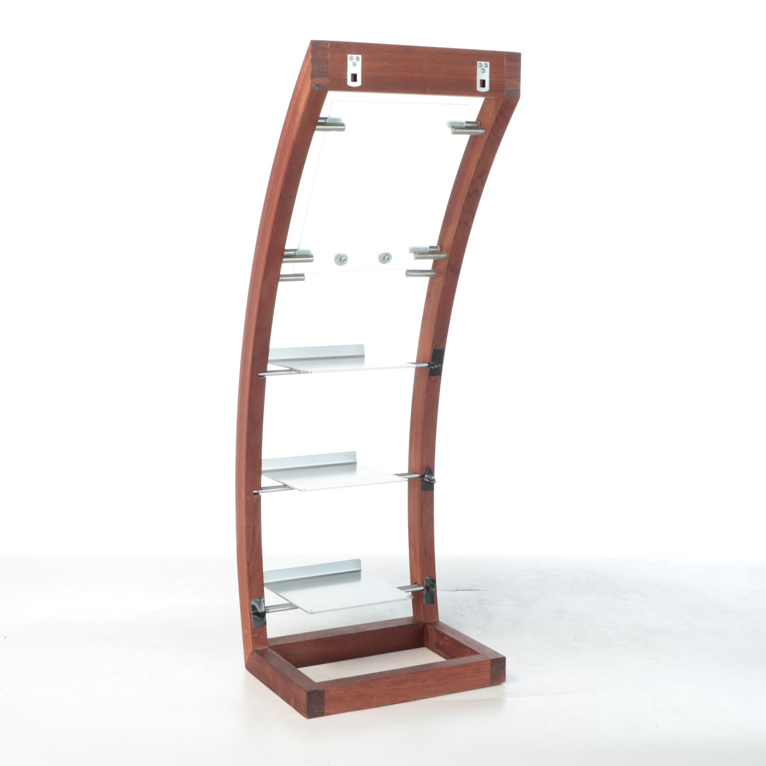 Contemporary Modernist Style Cherry Finish Wood and Metal Bookcase