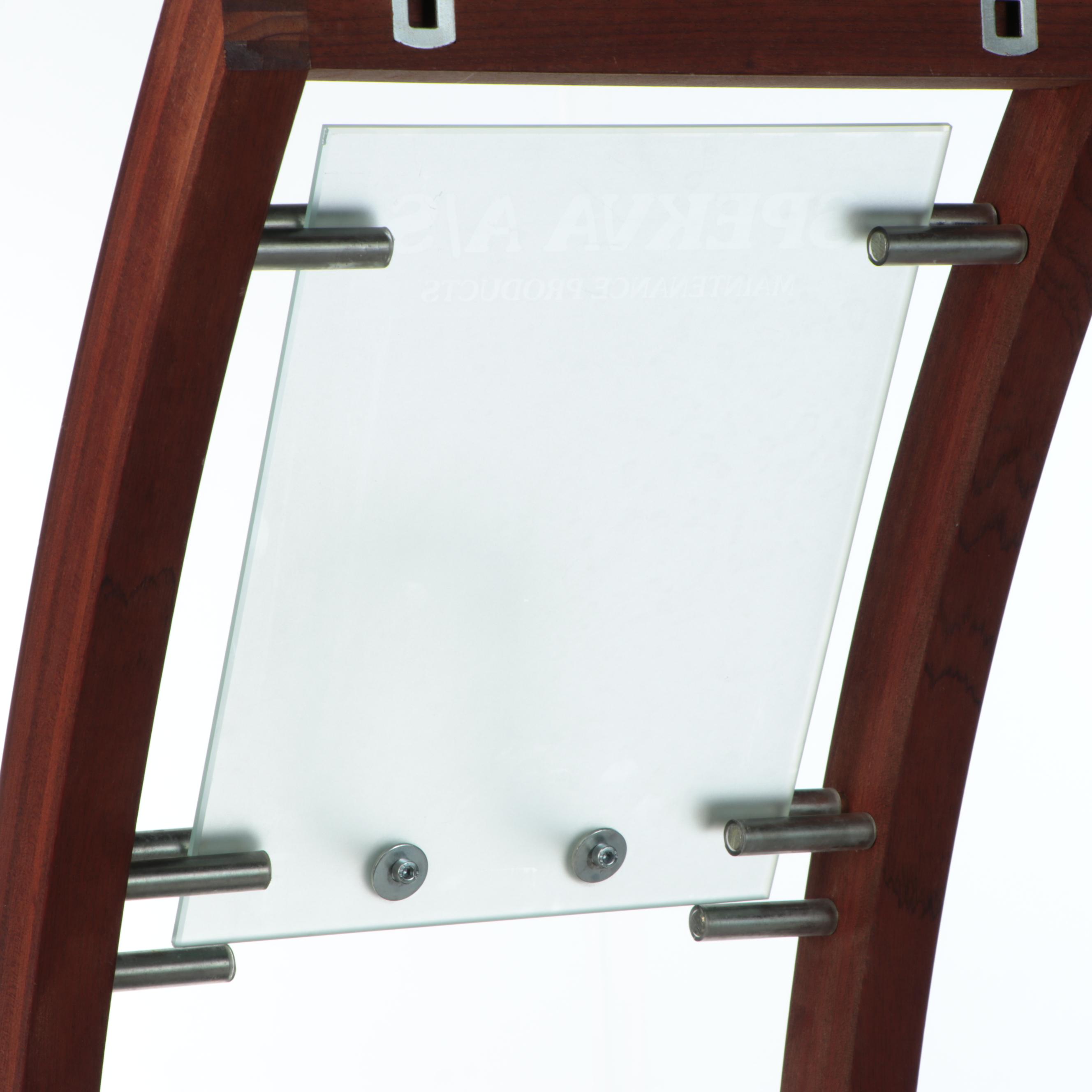 Contemporary Modernist Style Cherry Finish Wood and Metal Bookcase