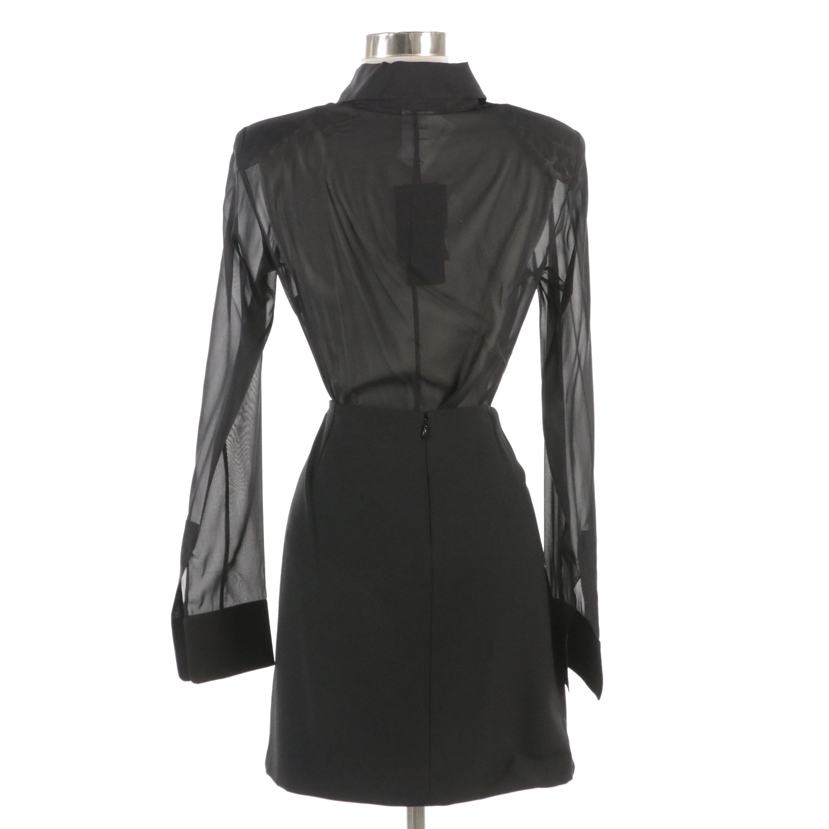 Dolce & Gabbana Silk Blend Bodysuit Shirt and Wool Mini Skirt with Tags