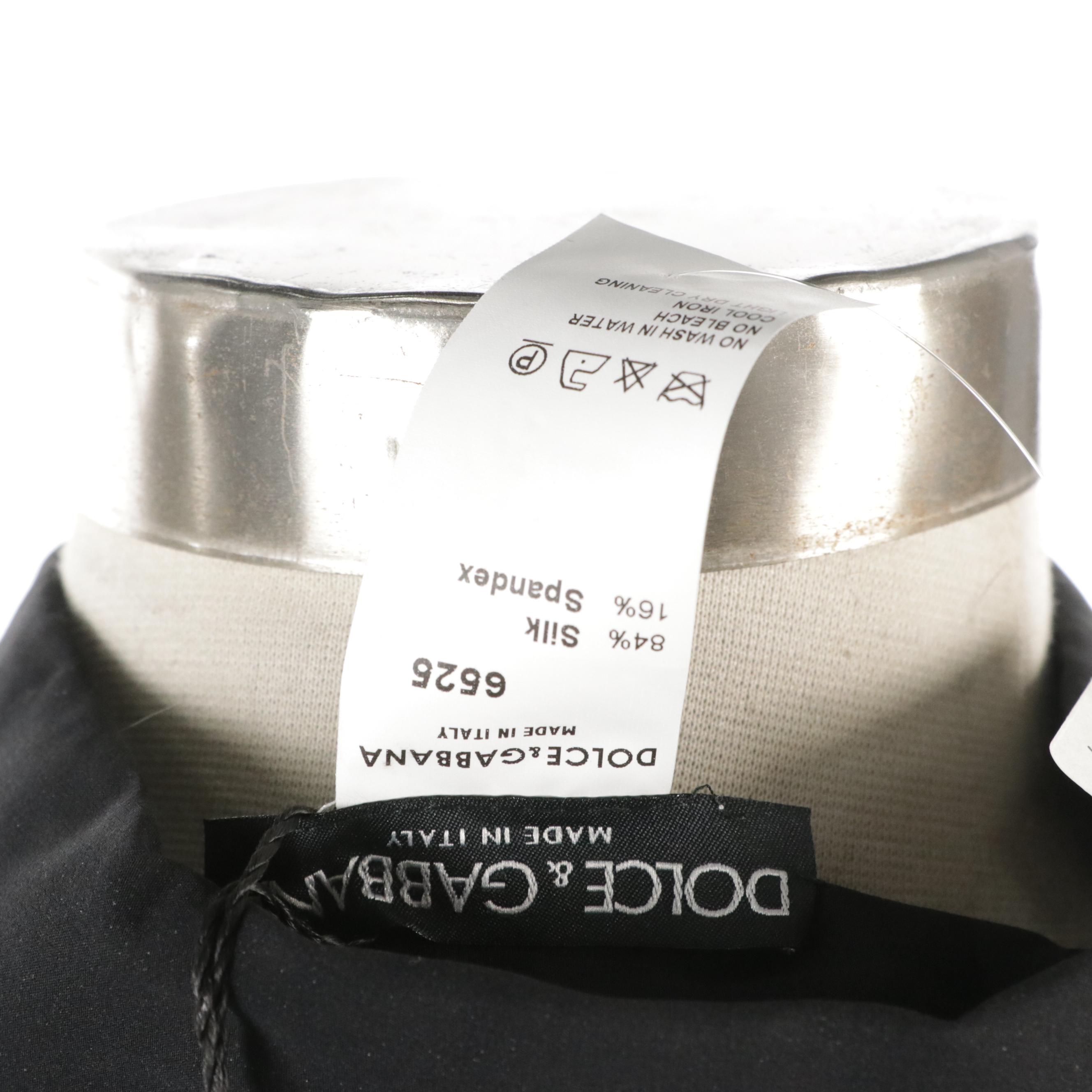 Dolce & Gabbana Silk Blend Bodysuit Shirt and Wool Mini Skirt with Tags