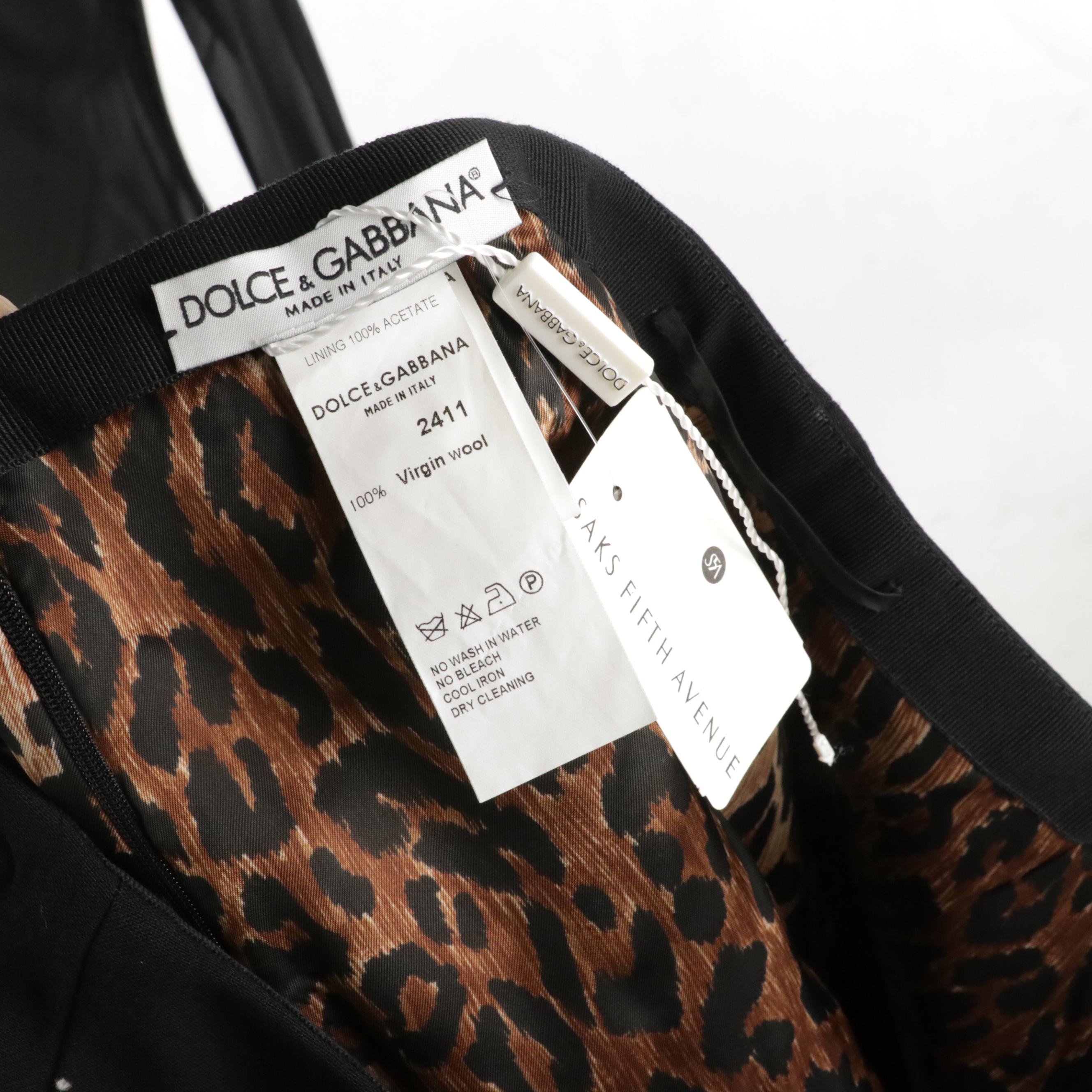 Dolce & Gabbana Silk Blend Bodysuit Shirt and Wool Mini Skirt with Tags