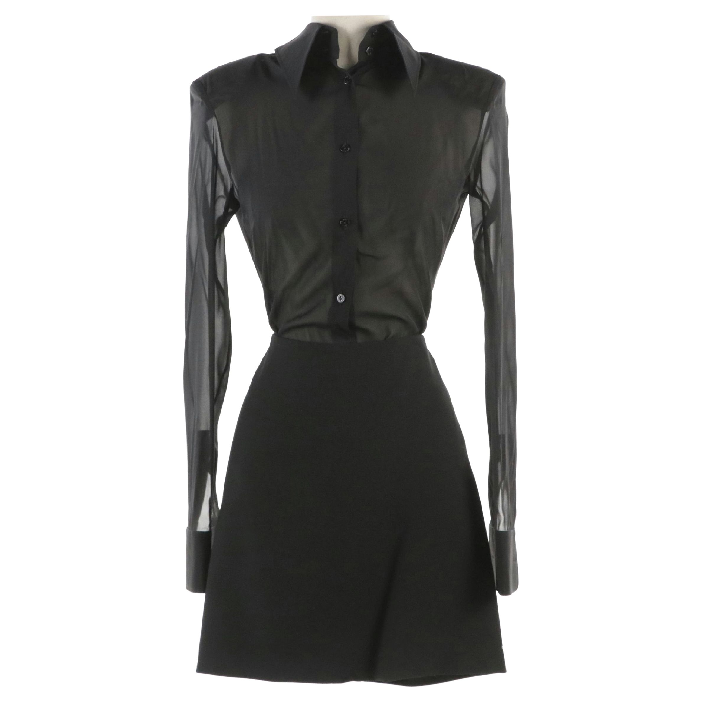 Dolce & Gabbana Silk Blend Bodysuit Shirt and Wool Mini Skirt with Tags