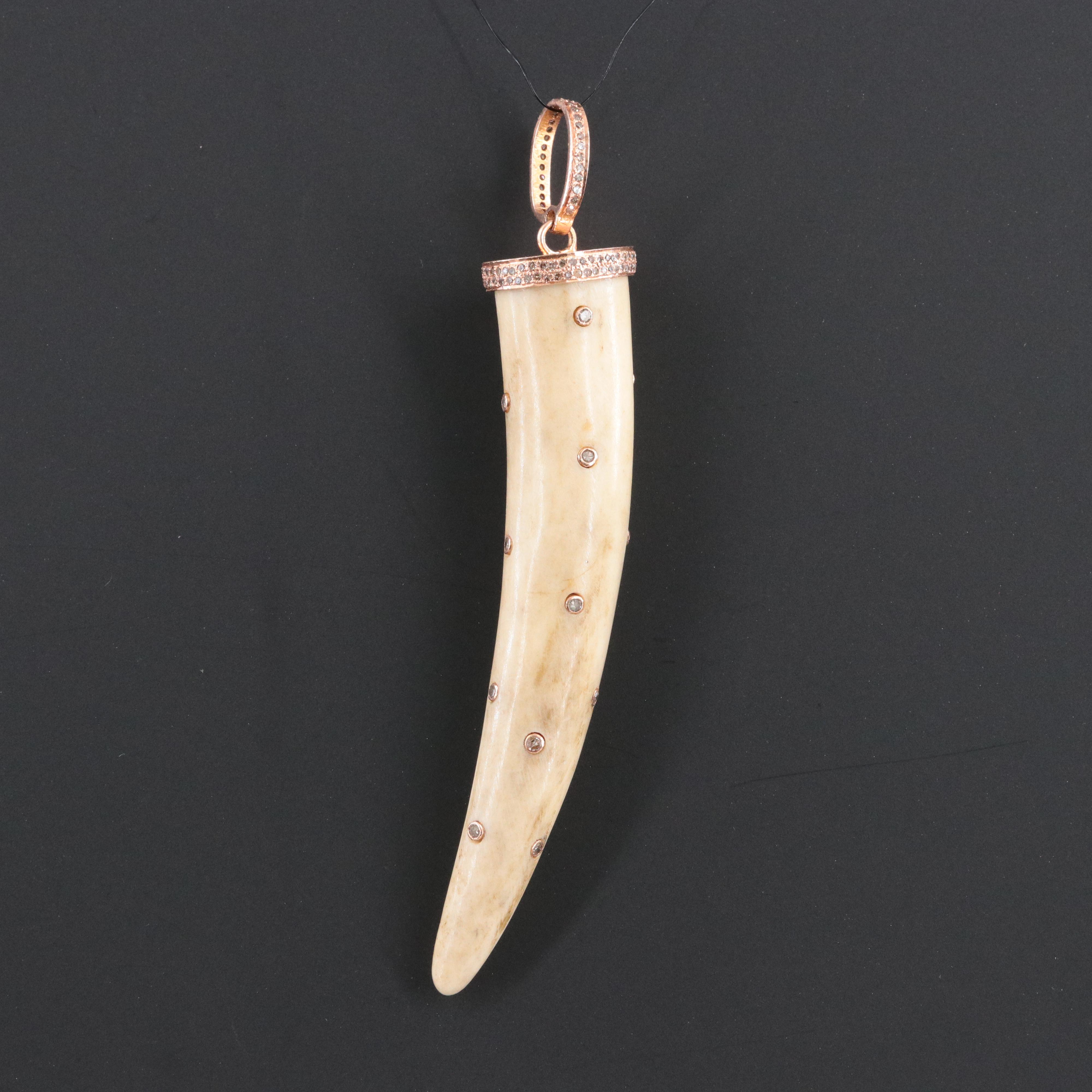 Bone Fang Pendant with Diamond Accents Attributed to Sheryl Lowe
