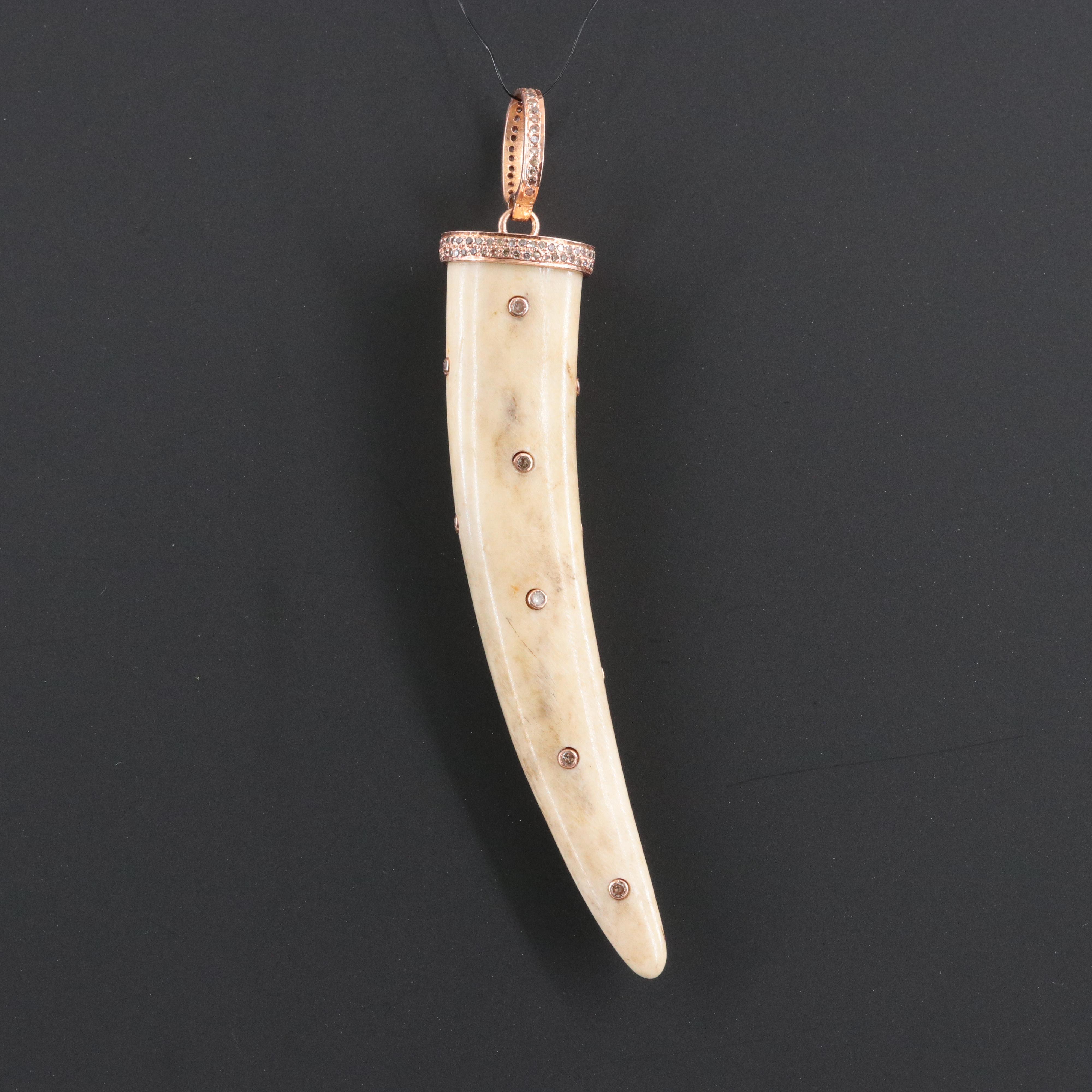 Bone Fang Pendant with Diamond Accents Attributed to Sheryl Lowe