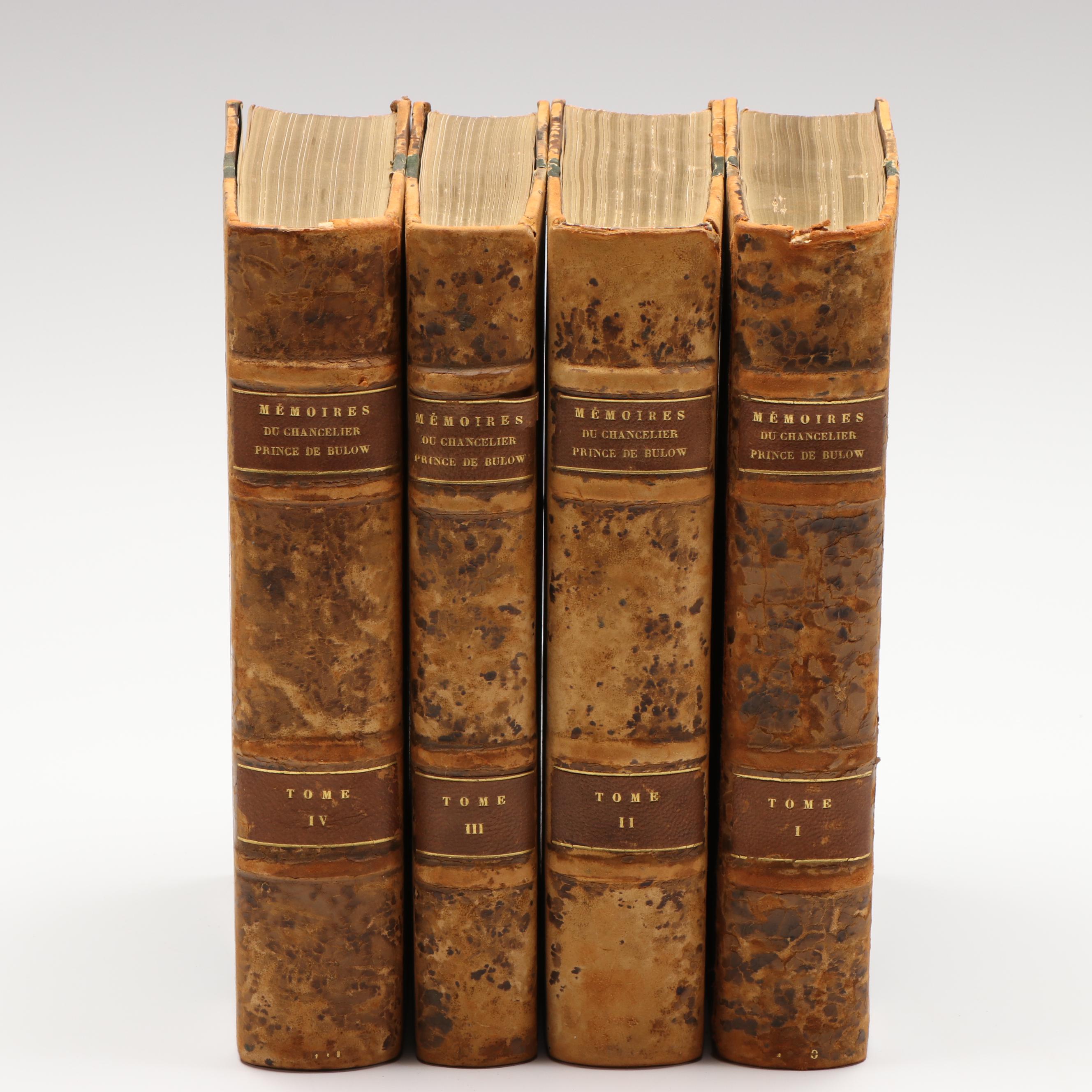 "Mémoires du Chancelier Prince de Bülow" Volumes 1-4 with More French Books