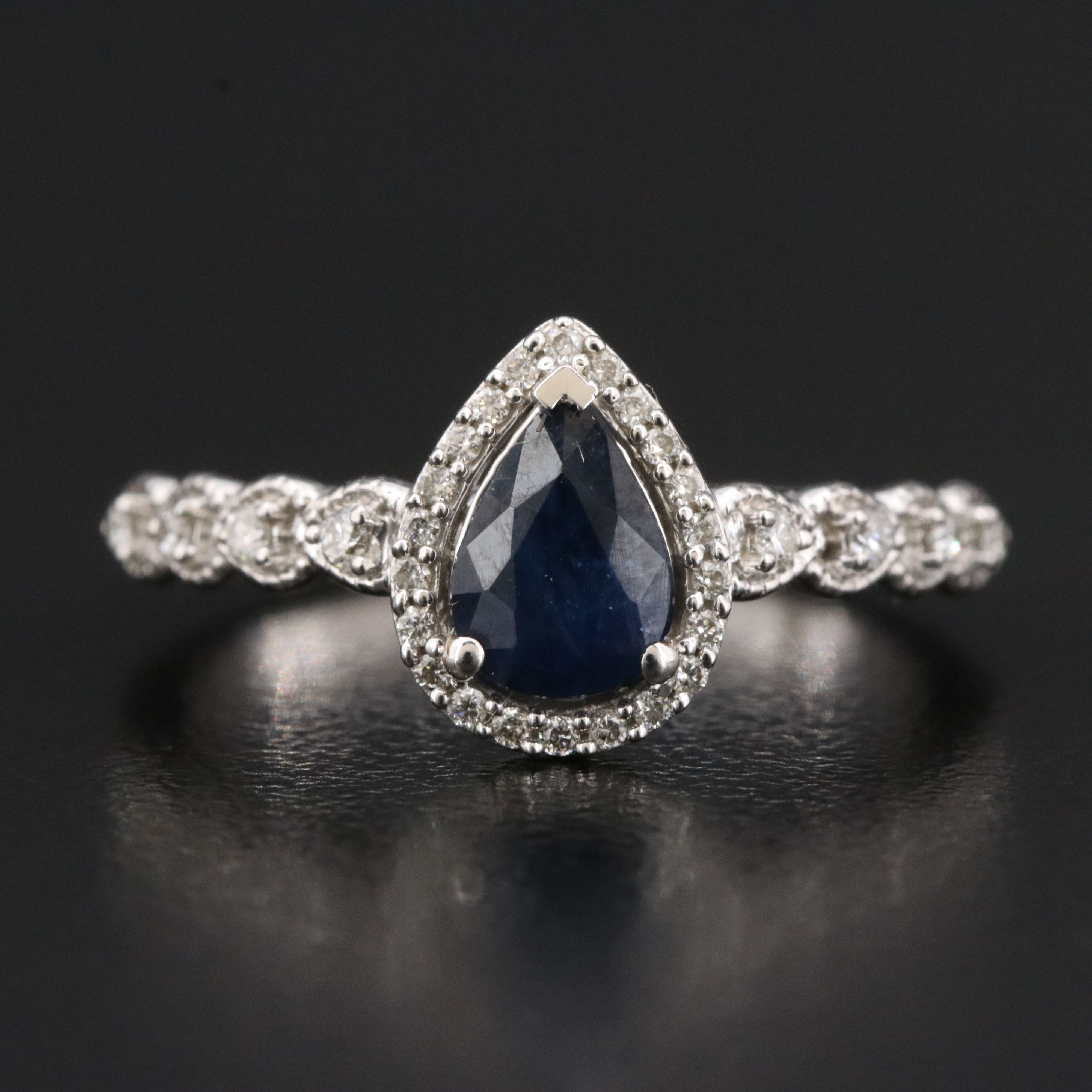 14K Sapphire and 0.30 CTW Diamond Ring