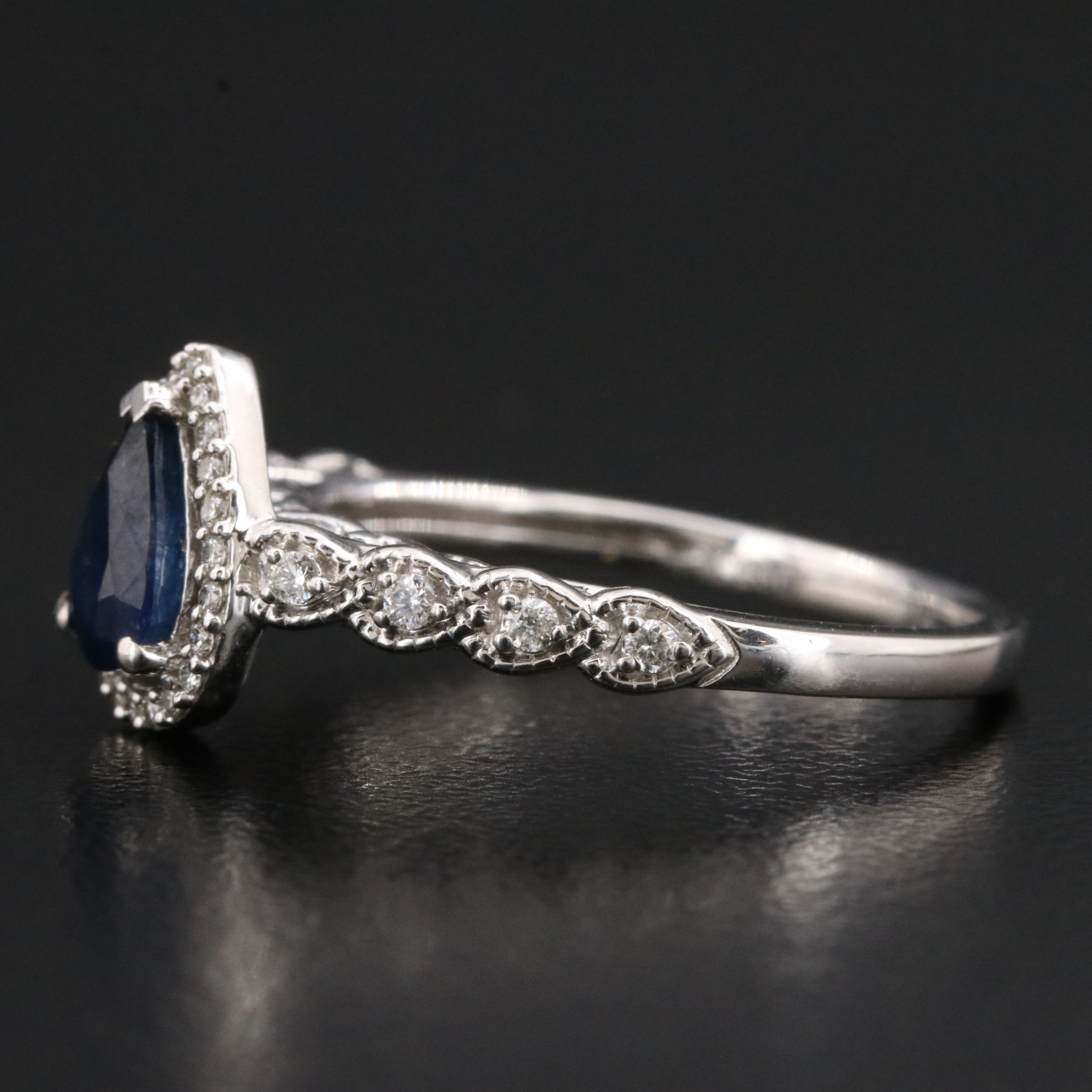 14K Sapphire and 0.30 CTW Diamond Ring