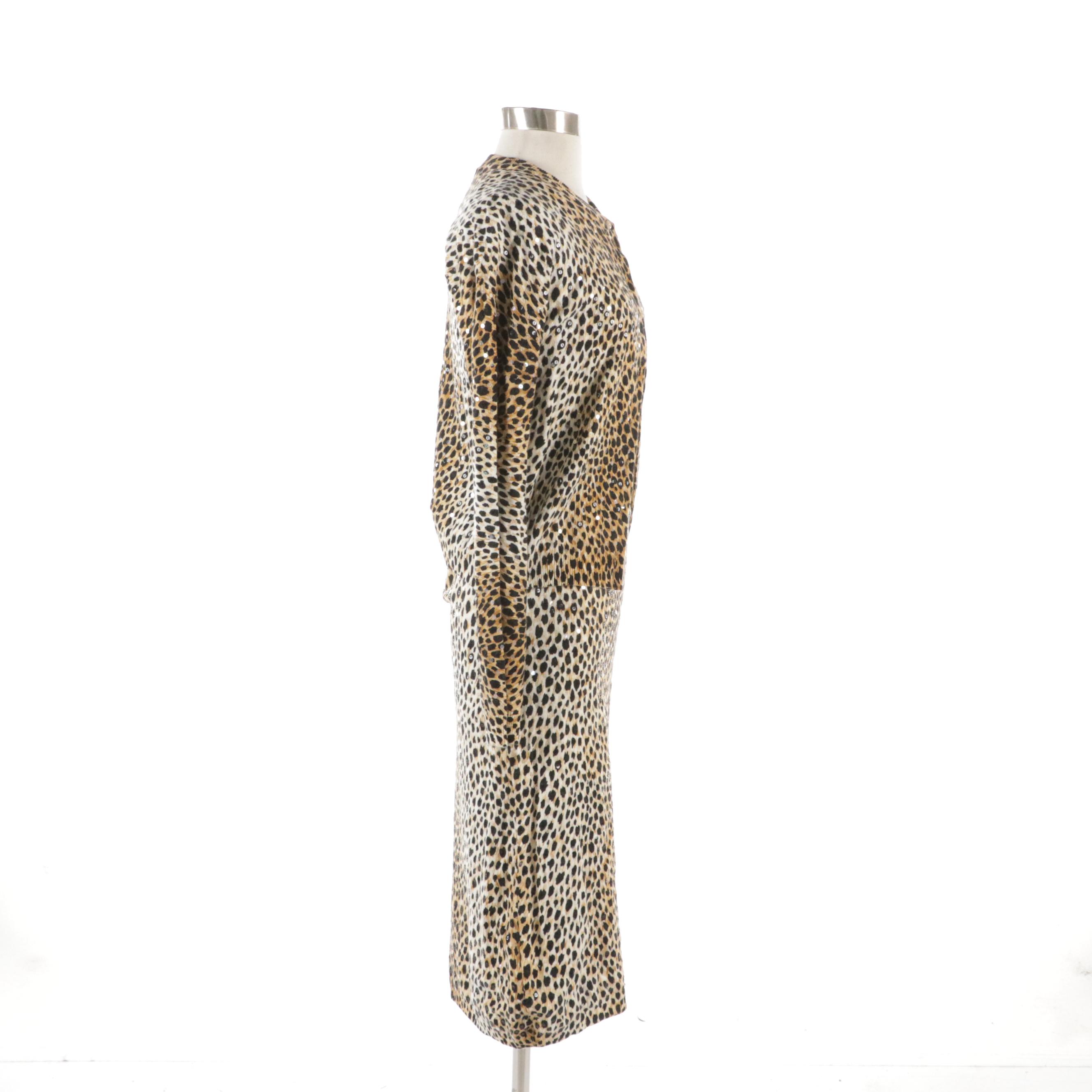 Dolce & Gabbana Sequined Leopard Print Cashmere Knit Three-Piece Set with Tags