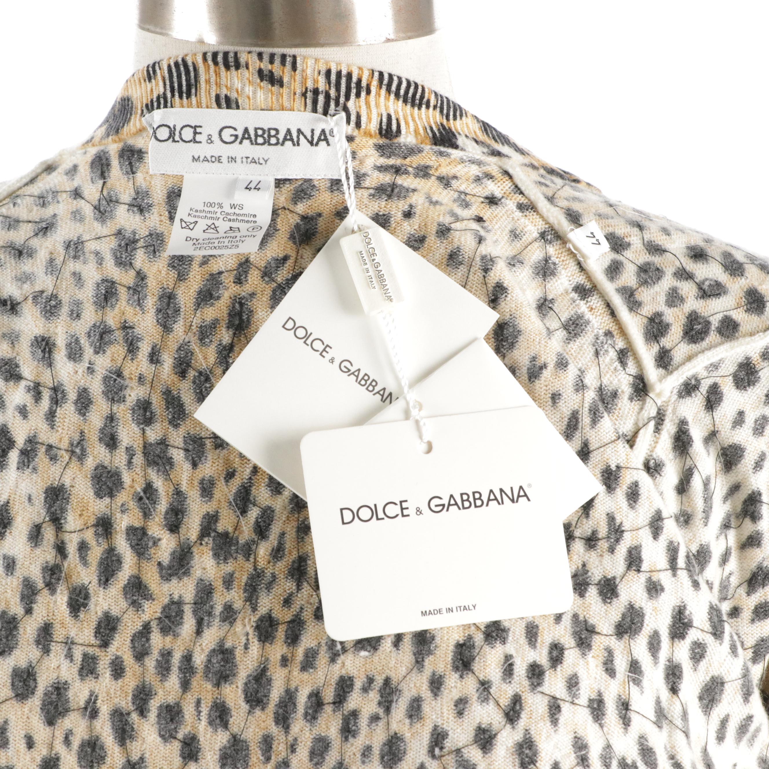 Dolce & Gabbana Sequined Leopard Print Cashmere Knit Three-Piece Set with Tags