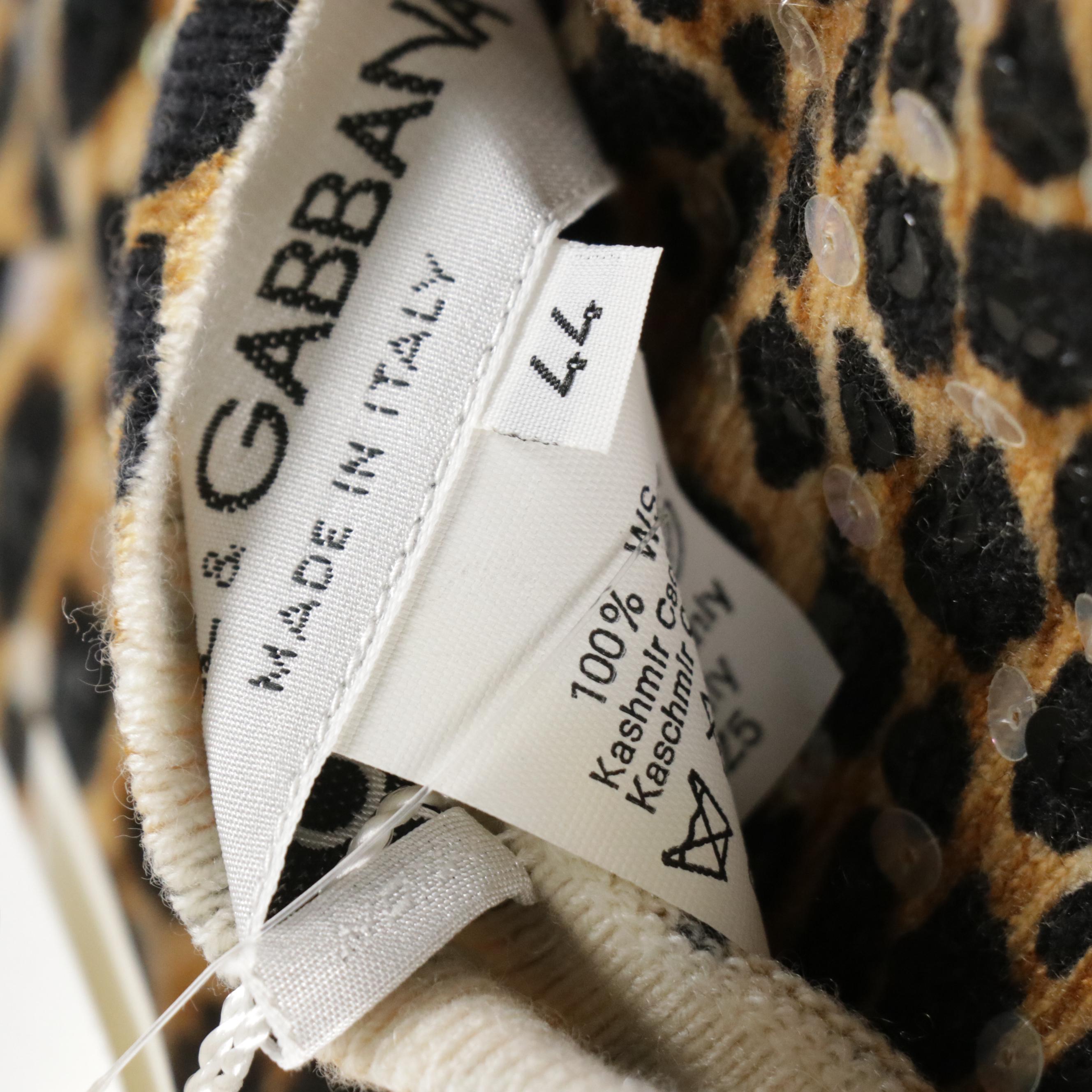 Dolce & Gabbana Sequined Leopard Print Cashmere Knit Three-Piece Set with Tags