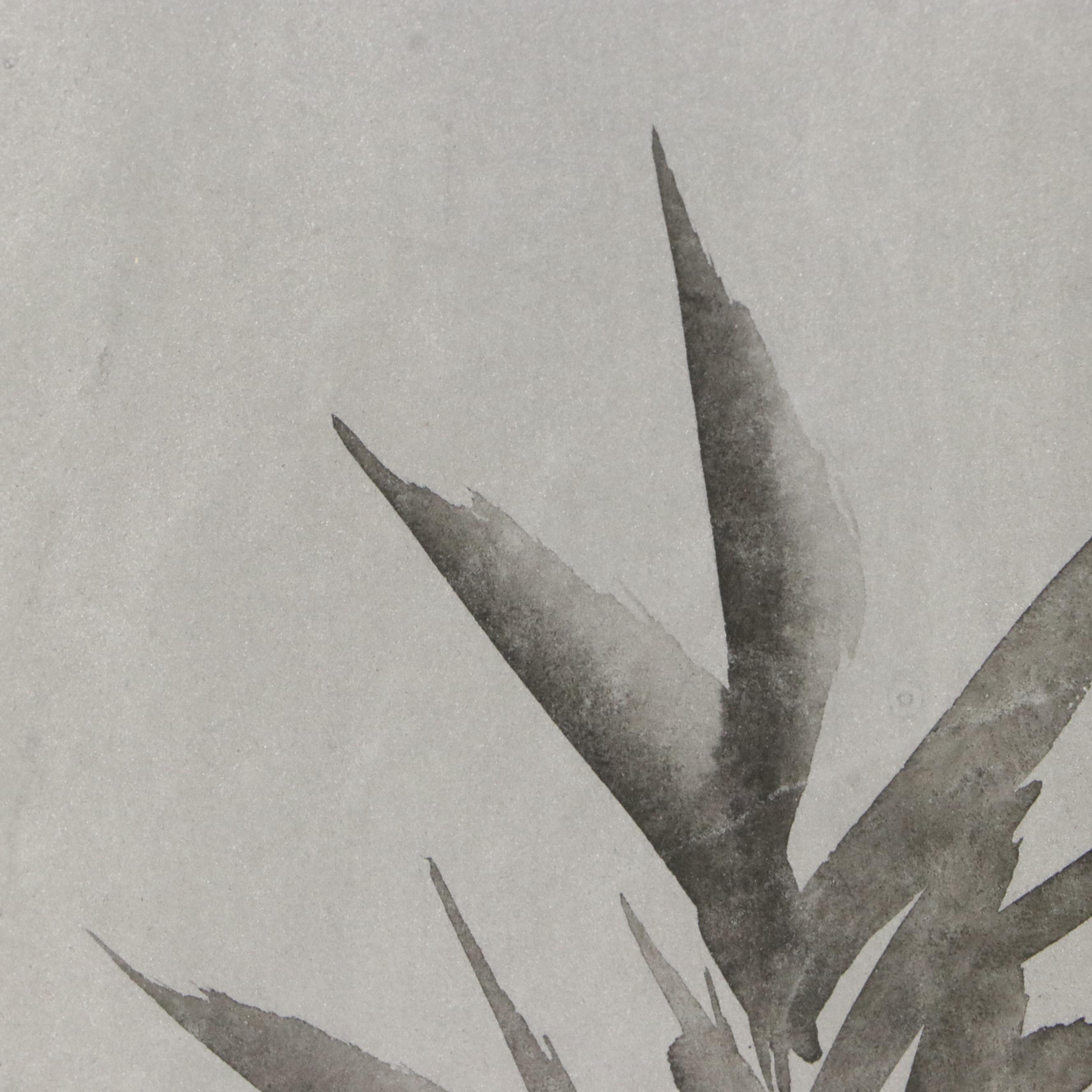 Kano Motomasa Ink and Watercolor Painting of Bamboo and Flowers