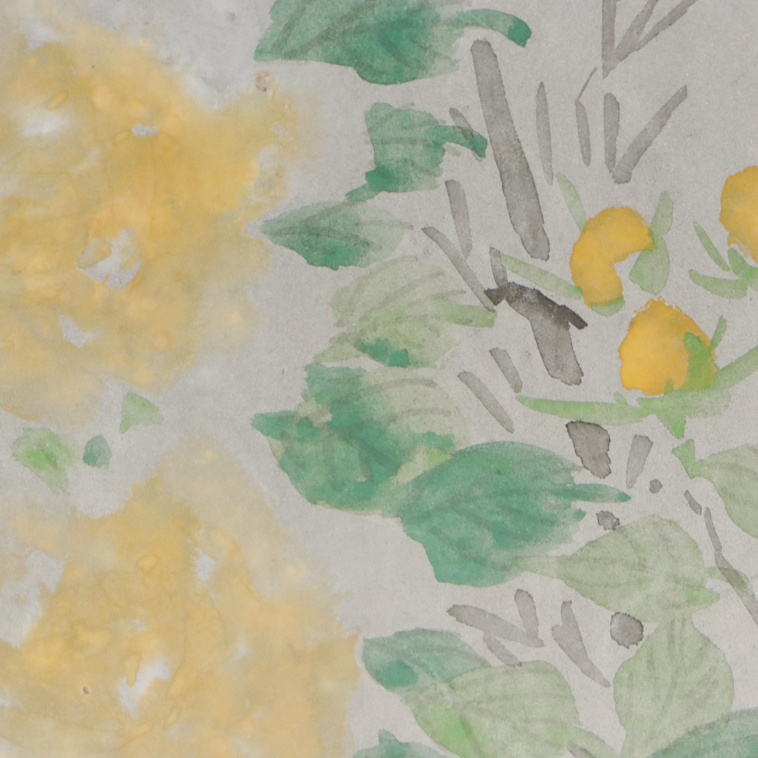 Kano Motomasa Ink and Watercolor Painting of Bamboo and Flowers