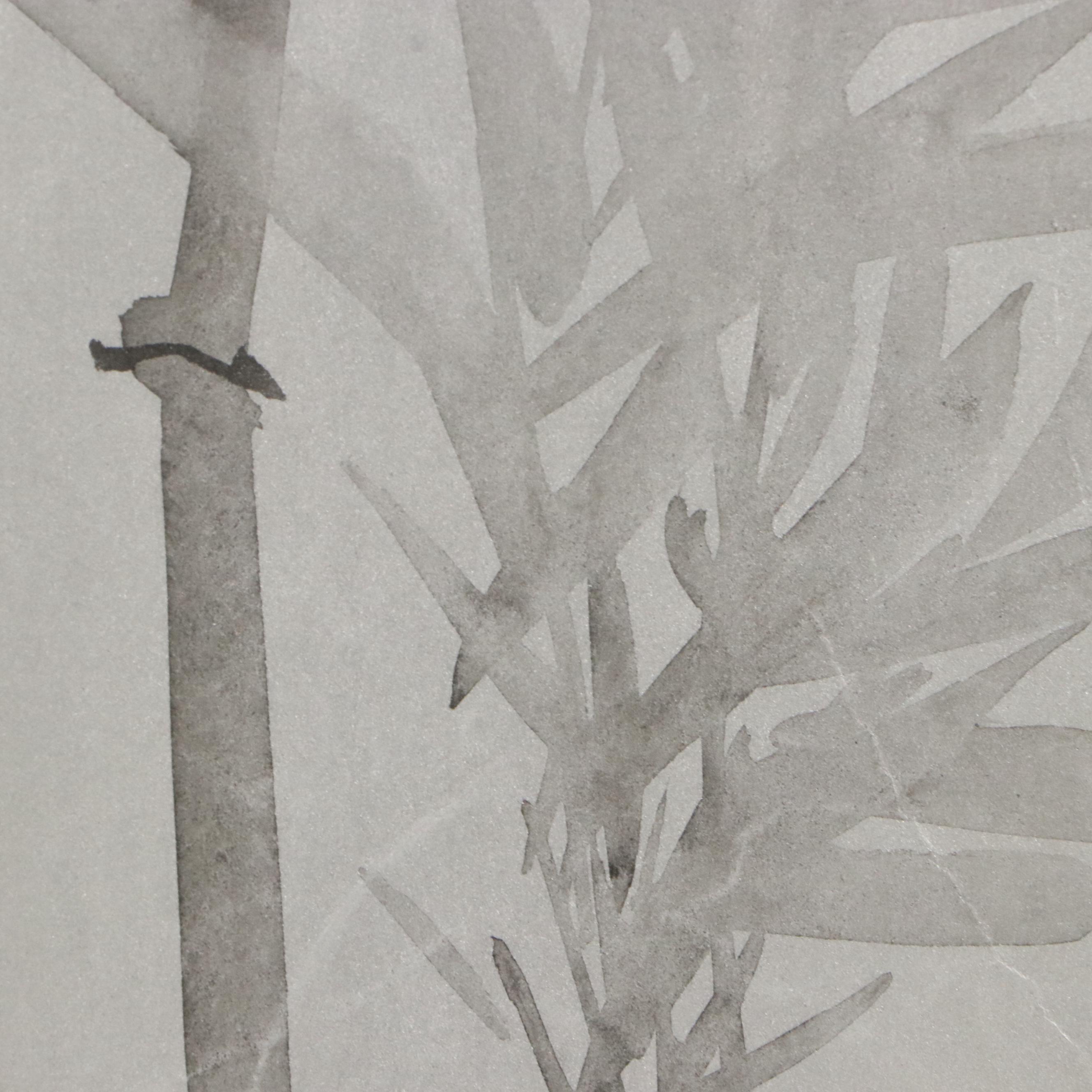 Kano Motomasa Ink and Watercolor Painting of Bamboo and Flowers