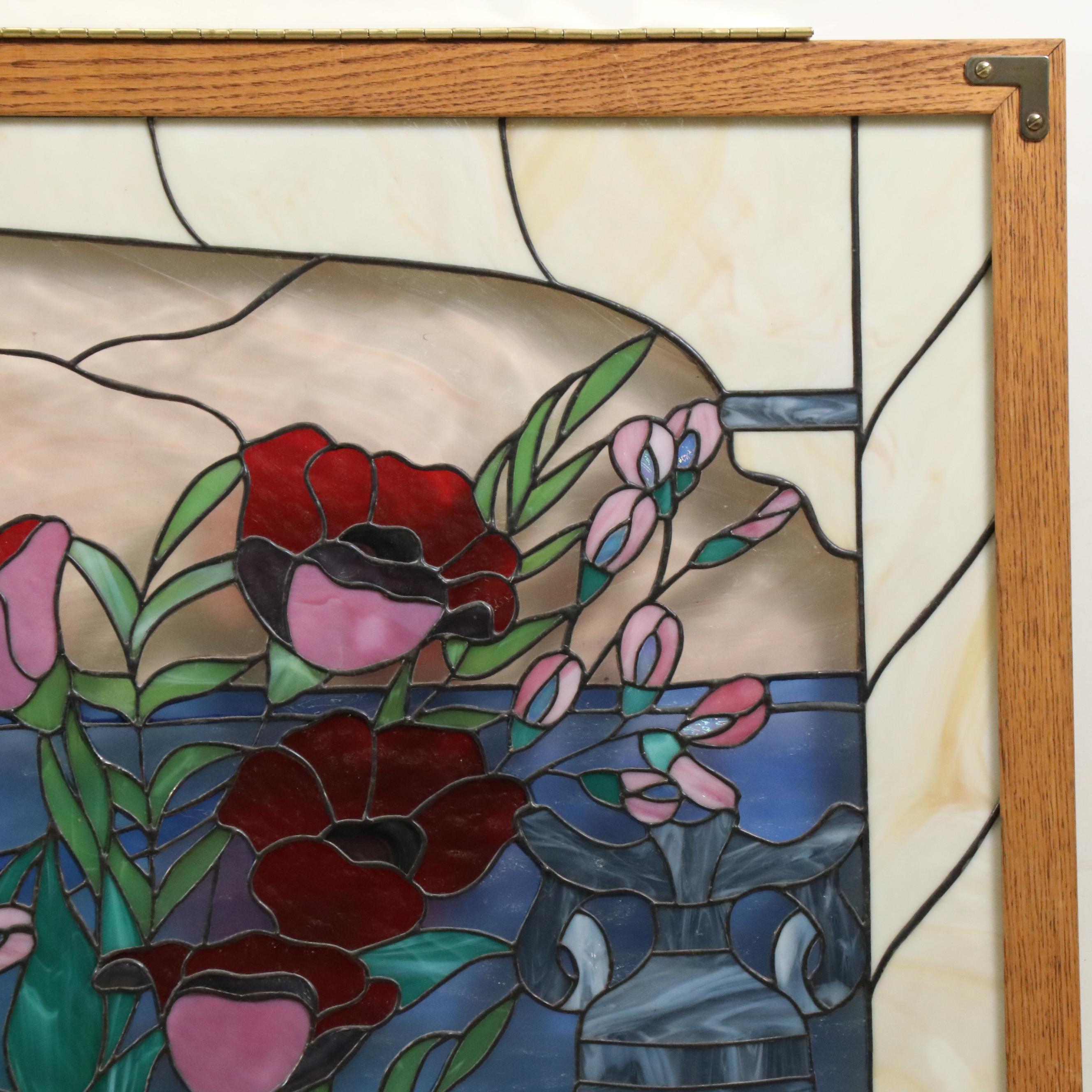 Steve and Diann Cottrill "Le Chant Du Cygne" Leaded Stained Glass Window Panel