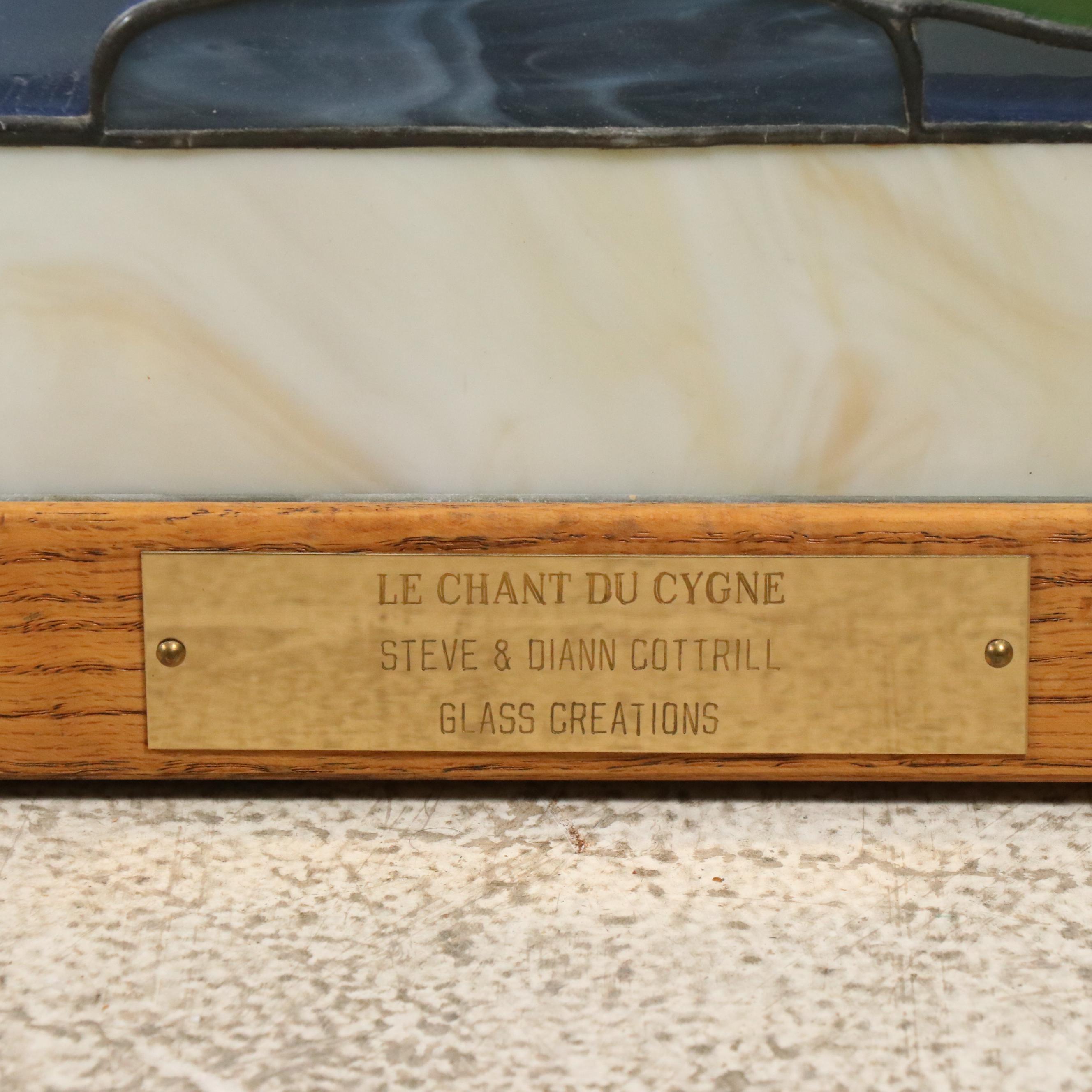 Steve and Diann Cottrill "Le Chant Du Cygne" Leaded Stained Glass Window Panel