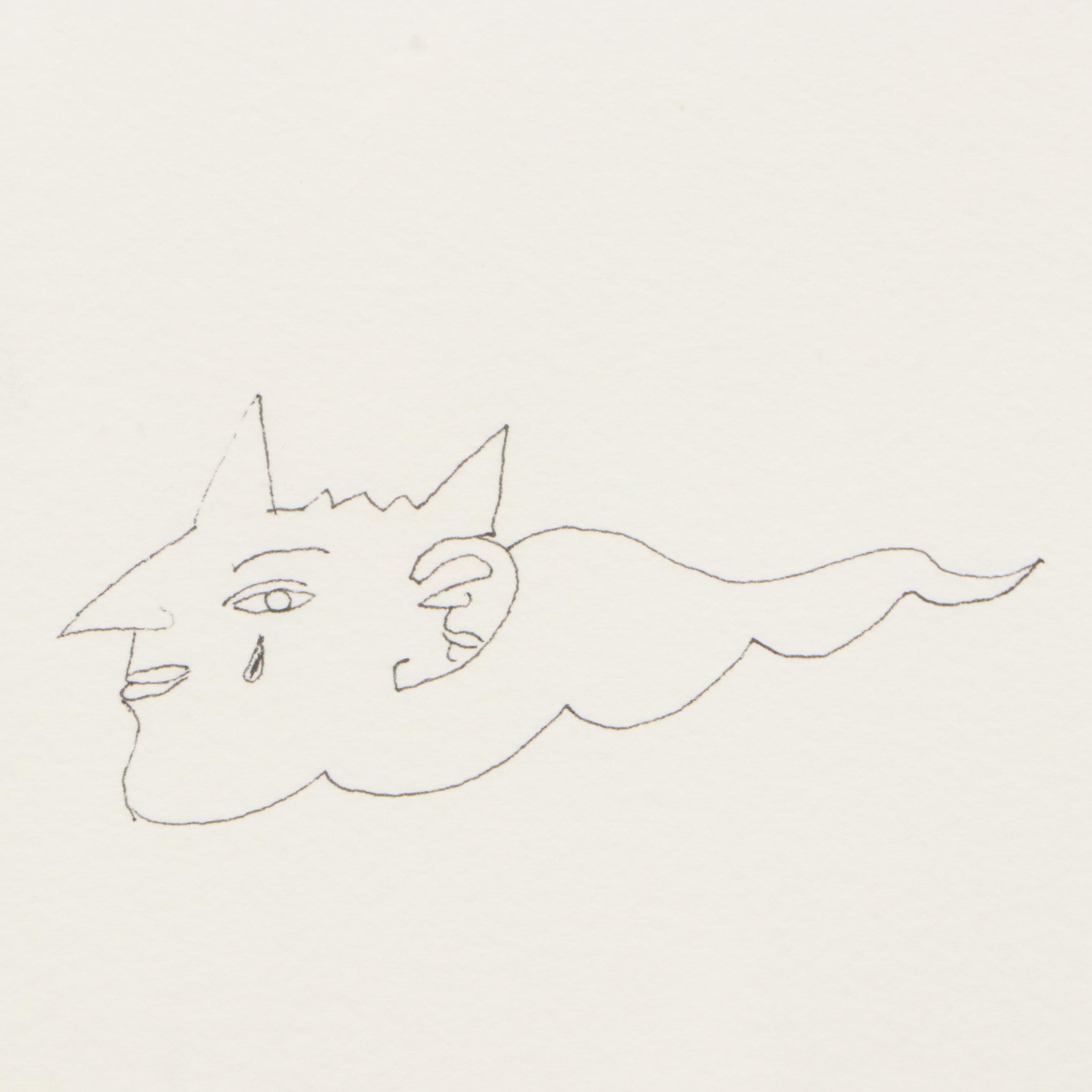 István Horkay Surrealist Figurative Ink Drawing, 1999