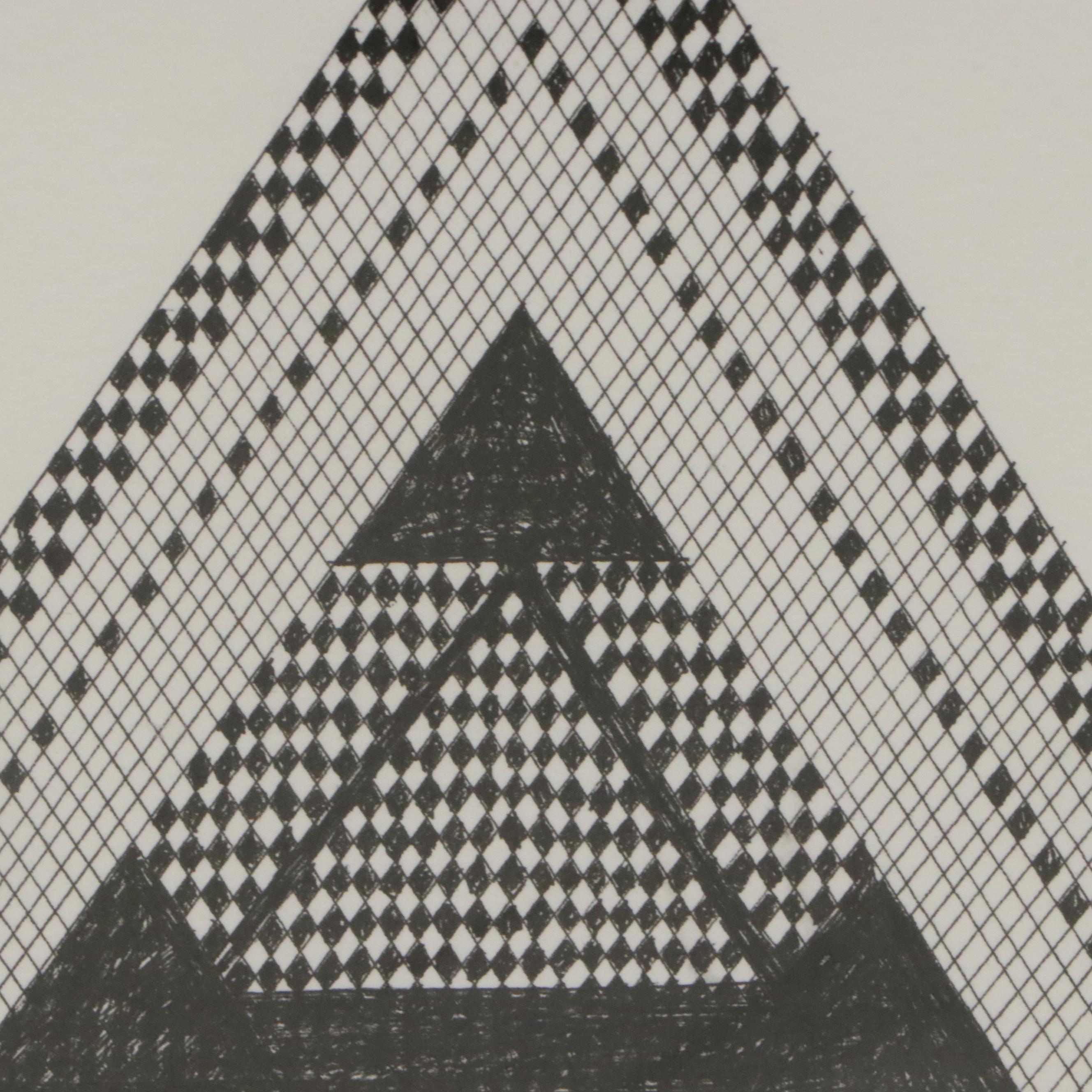 István Horkay Surrealist Figurative Ink Drawing, 1999