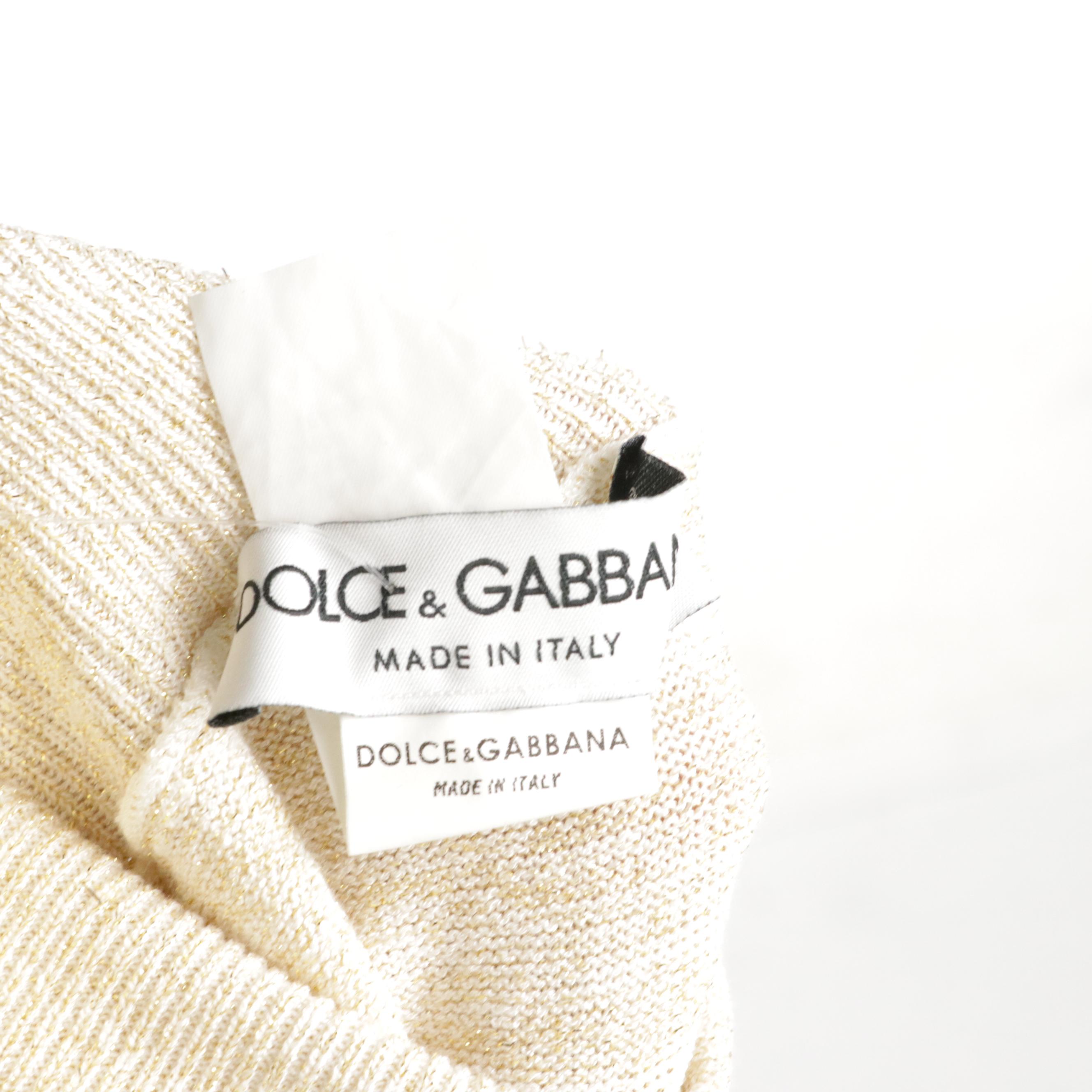 Dolce & Gabbana Short Sleeve Turtleneck Top and Cropped Straight-Leg Trousers