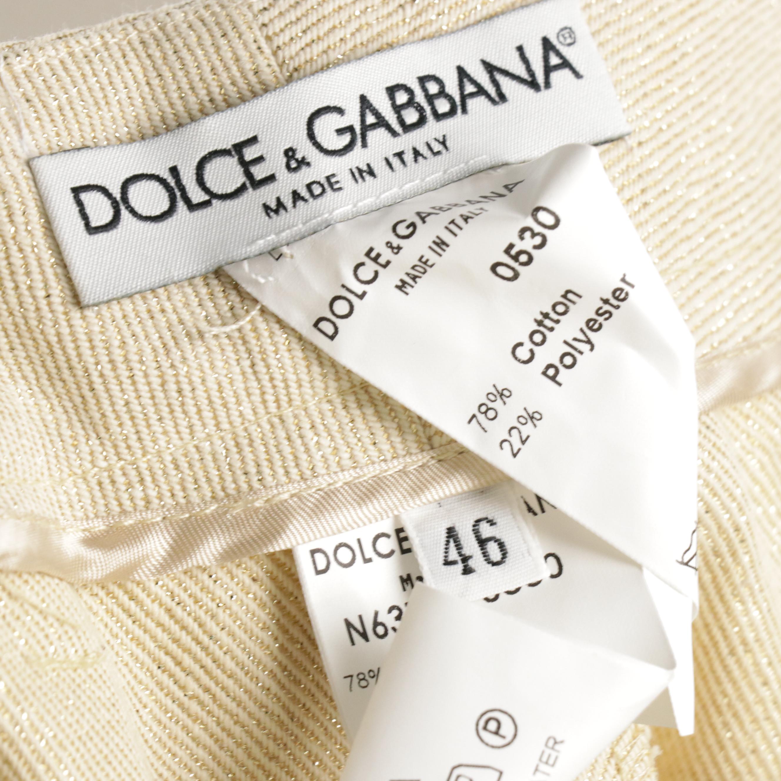 Dolce & Gabbana Short Sleeve Turtleneck Top and Cropped Straight-Leg Trousers