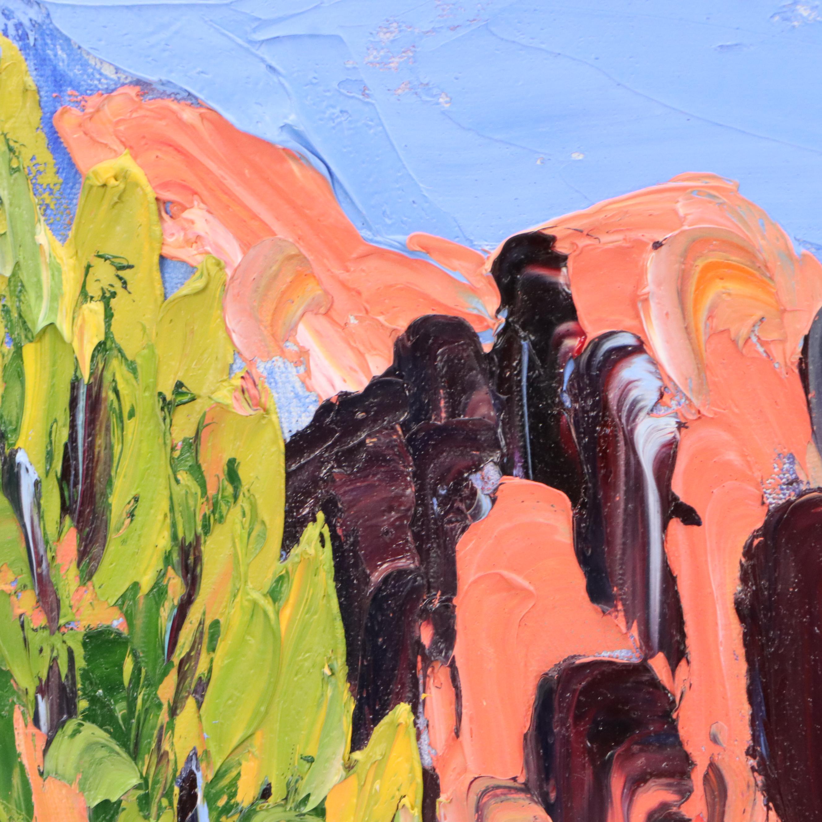 Impasto Mountainous Desert Landscape Oil Painting, 1995