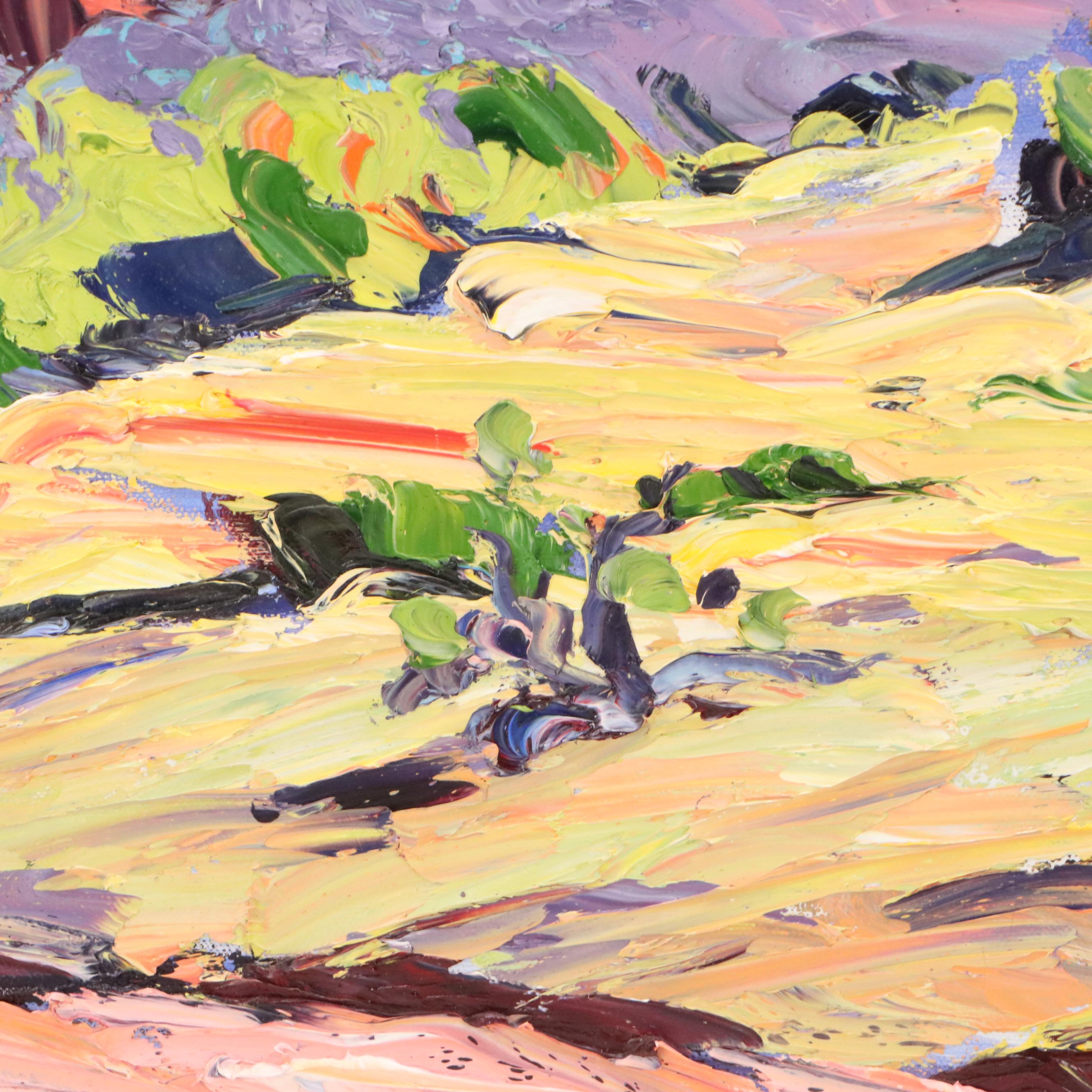 Impasto Mountainous Desert Landscape Oil Painting, 1995