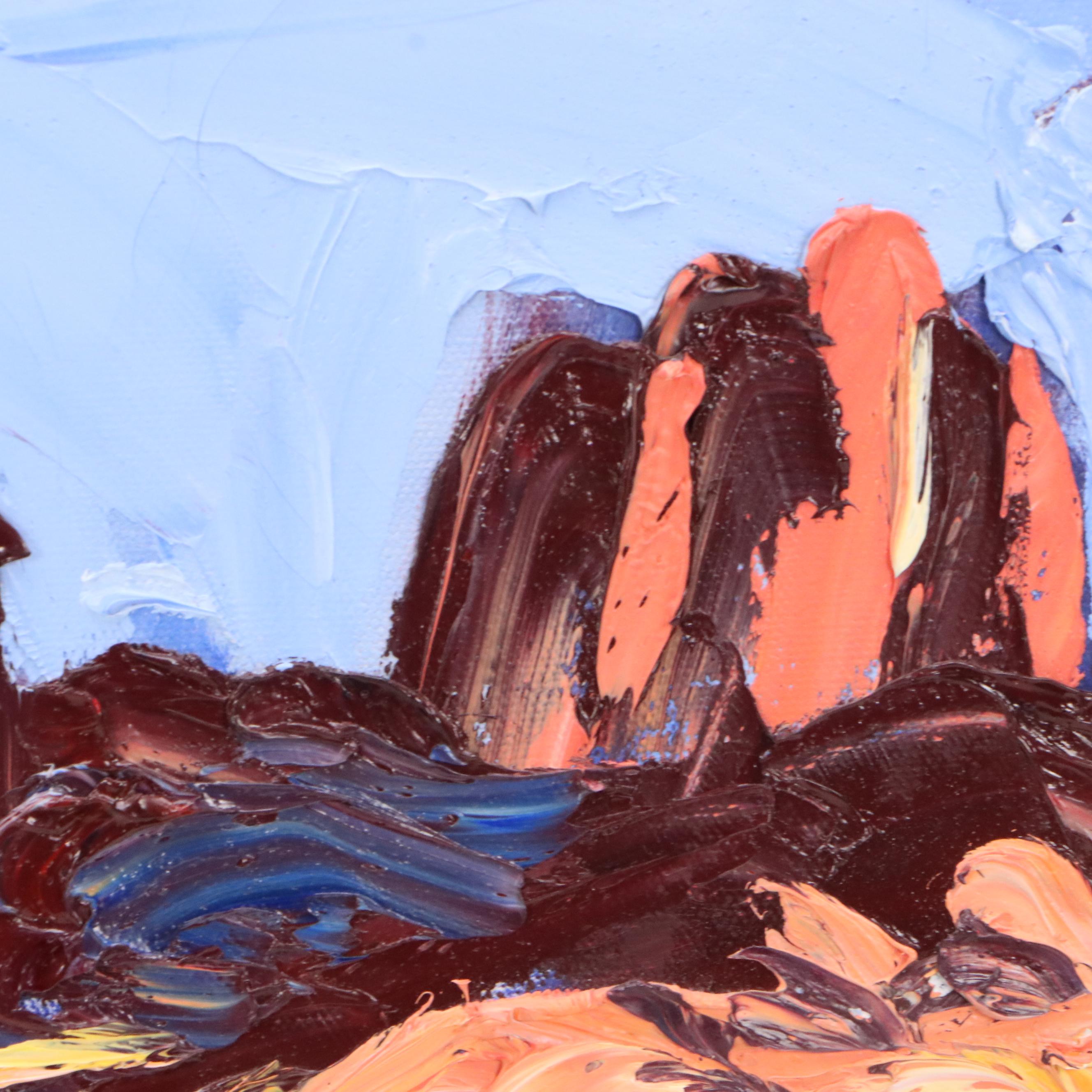Impasto Mountainous Desert Landscape Oil Painting, 1995
