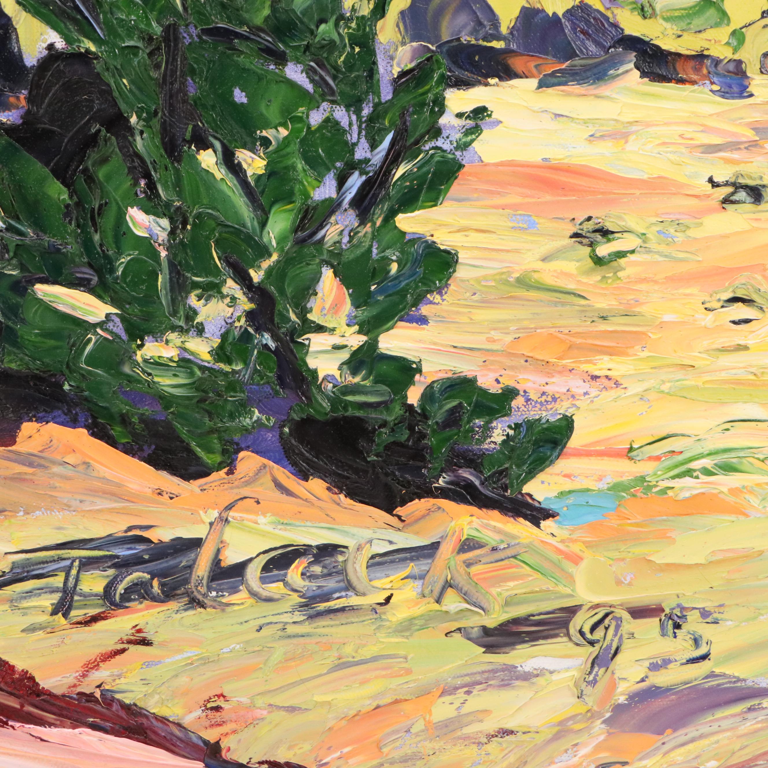 Impasto Mountainous Desert Landscape Oil Painting, 1995