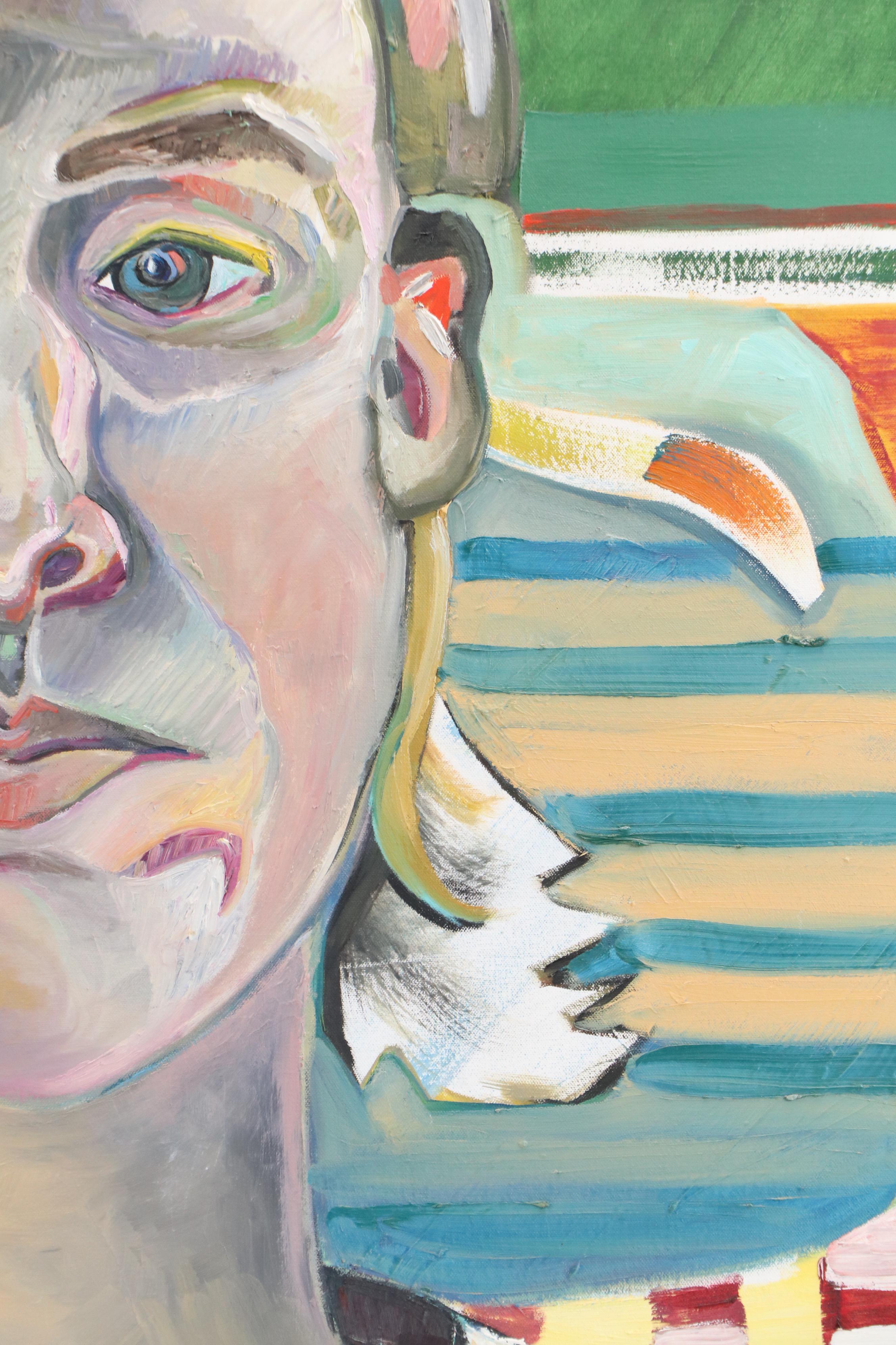 Mauri Moskowitz Stylized Portrait Oil Painting, 21st Century