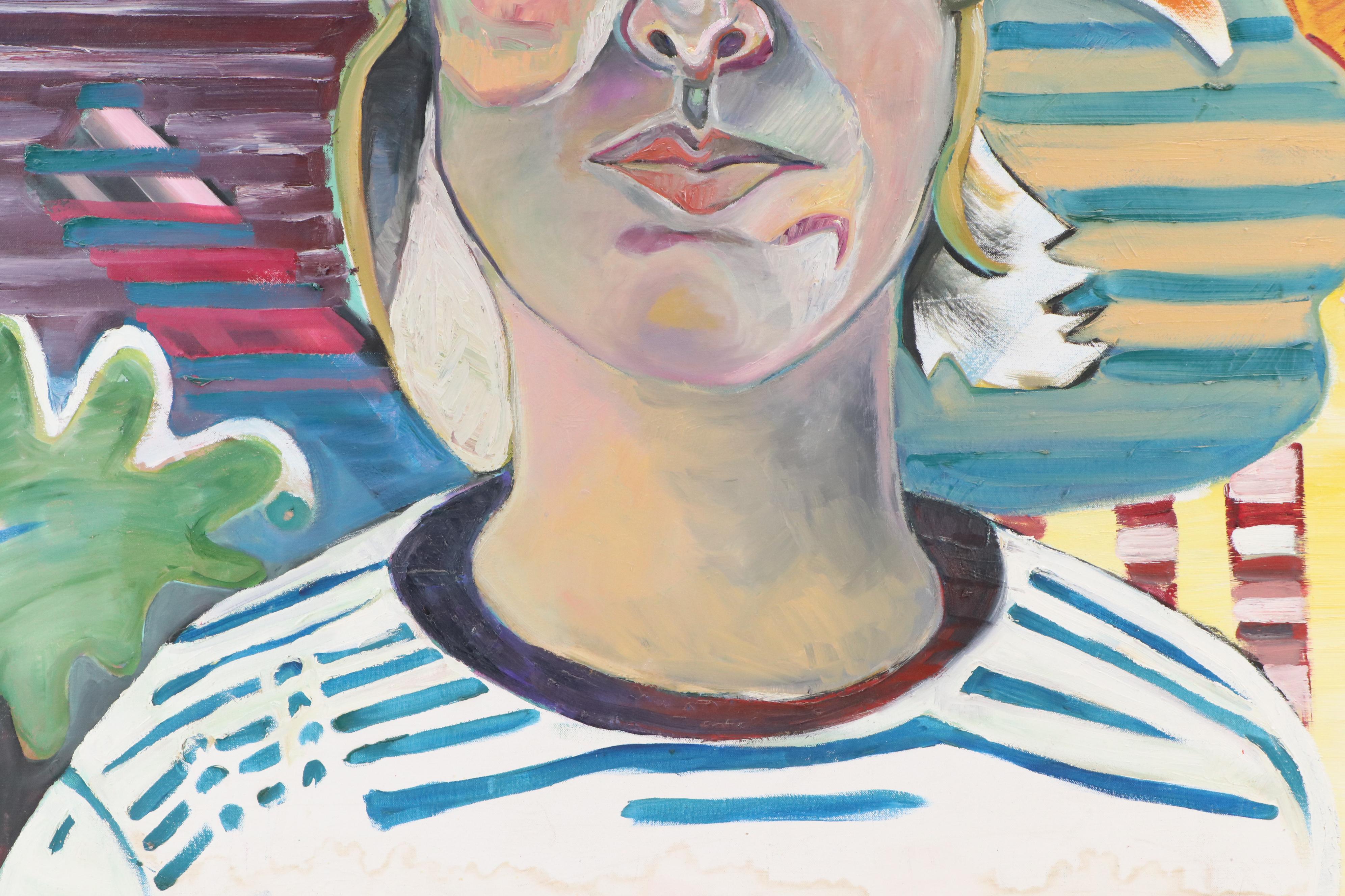 Mauri Moskowitz Stylized Portrait Oil Painting, 21st Century