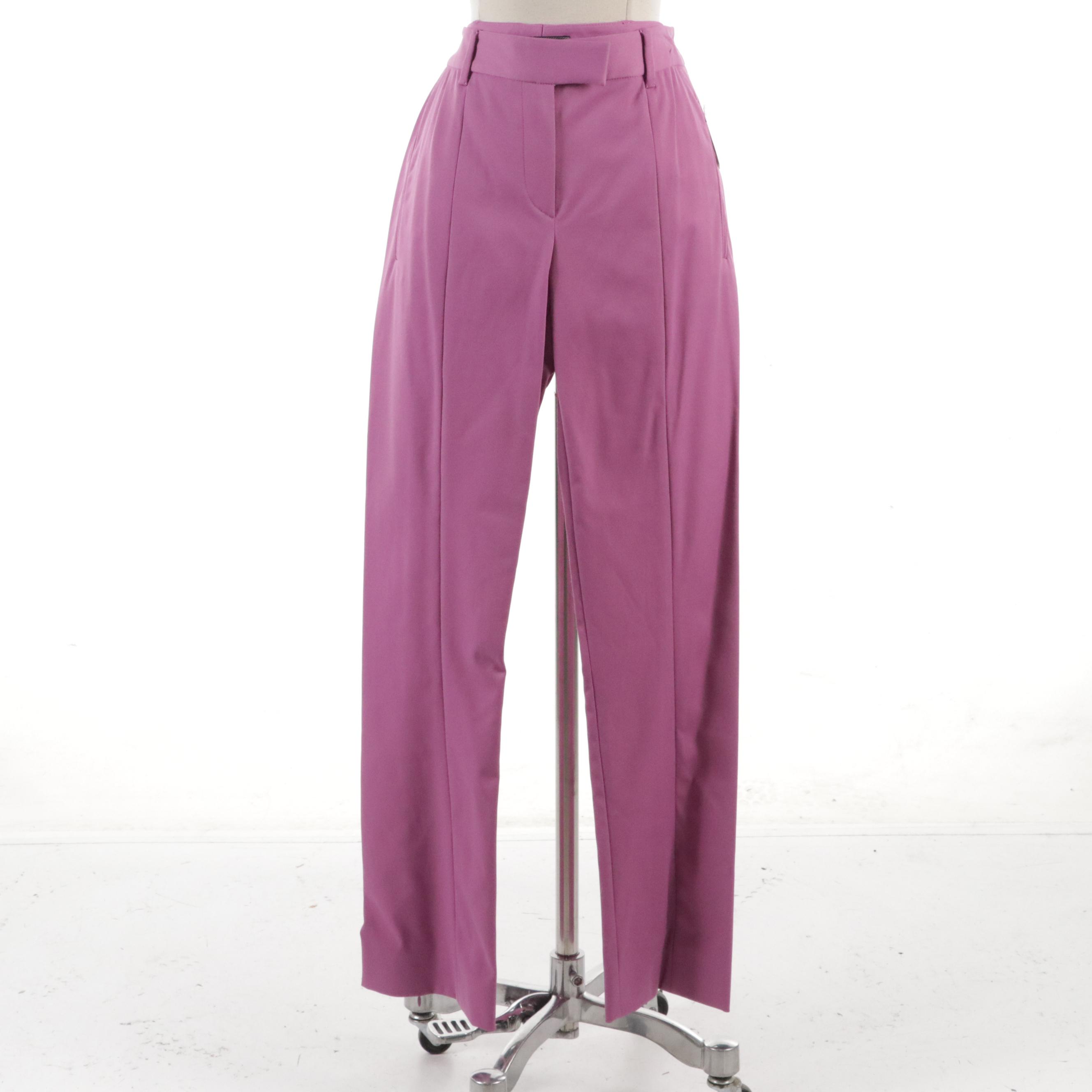 Prada Leather, Cashmere and Wool Long Sleeve Top and Straight-Leg Trousers